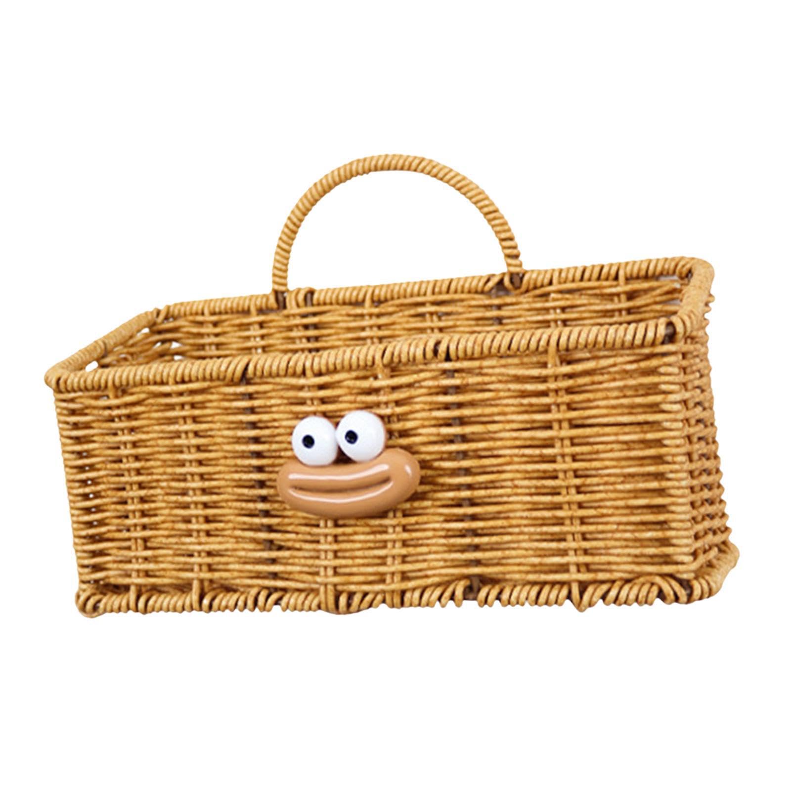 TWISAXC Woven Storage Basket Vintage Imitation Rattan Wall Mount Basket Organizer Container Unique Kitchen Charm Rustic Hanging Storage Baskets Ginger Garlic Vintage Imitation