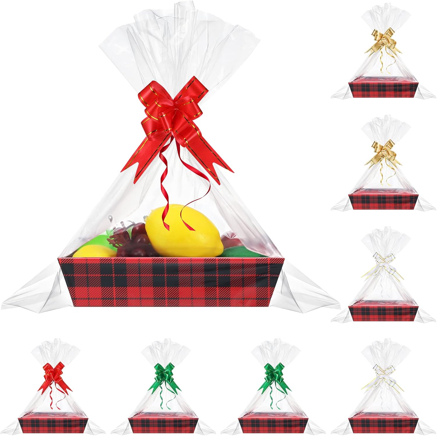 24 Pieces Christmas Baskets for Gifts Empty Gift Basket Kit Includes 8 Christmas Baskets Empty