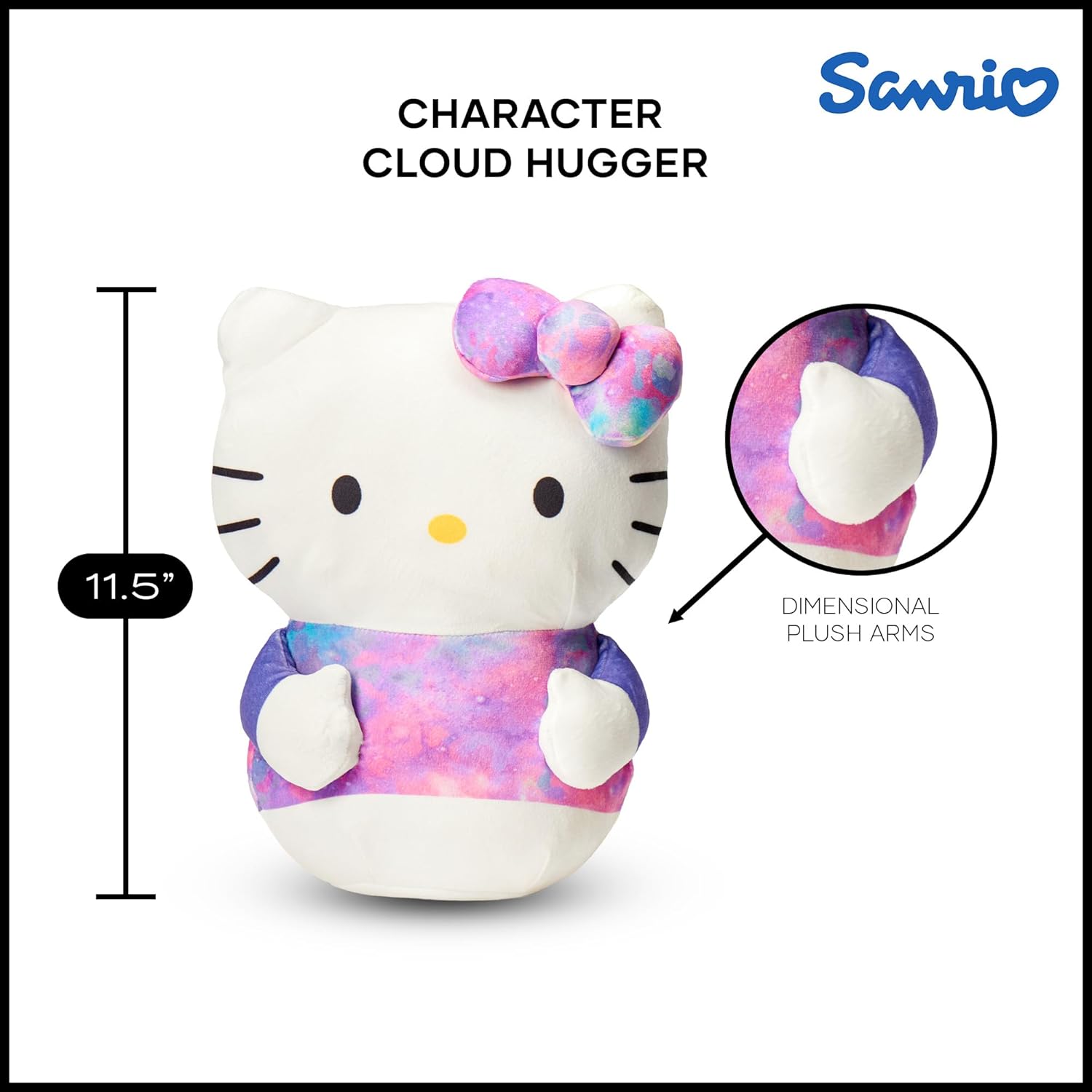 Sanrio Hello Kitty Cloud Hugger PiIlow, Pink Plush Character Shaped Design, Stuffed Animal for Girls and Boys, 11.5 Inches