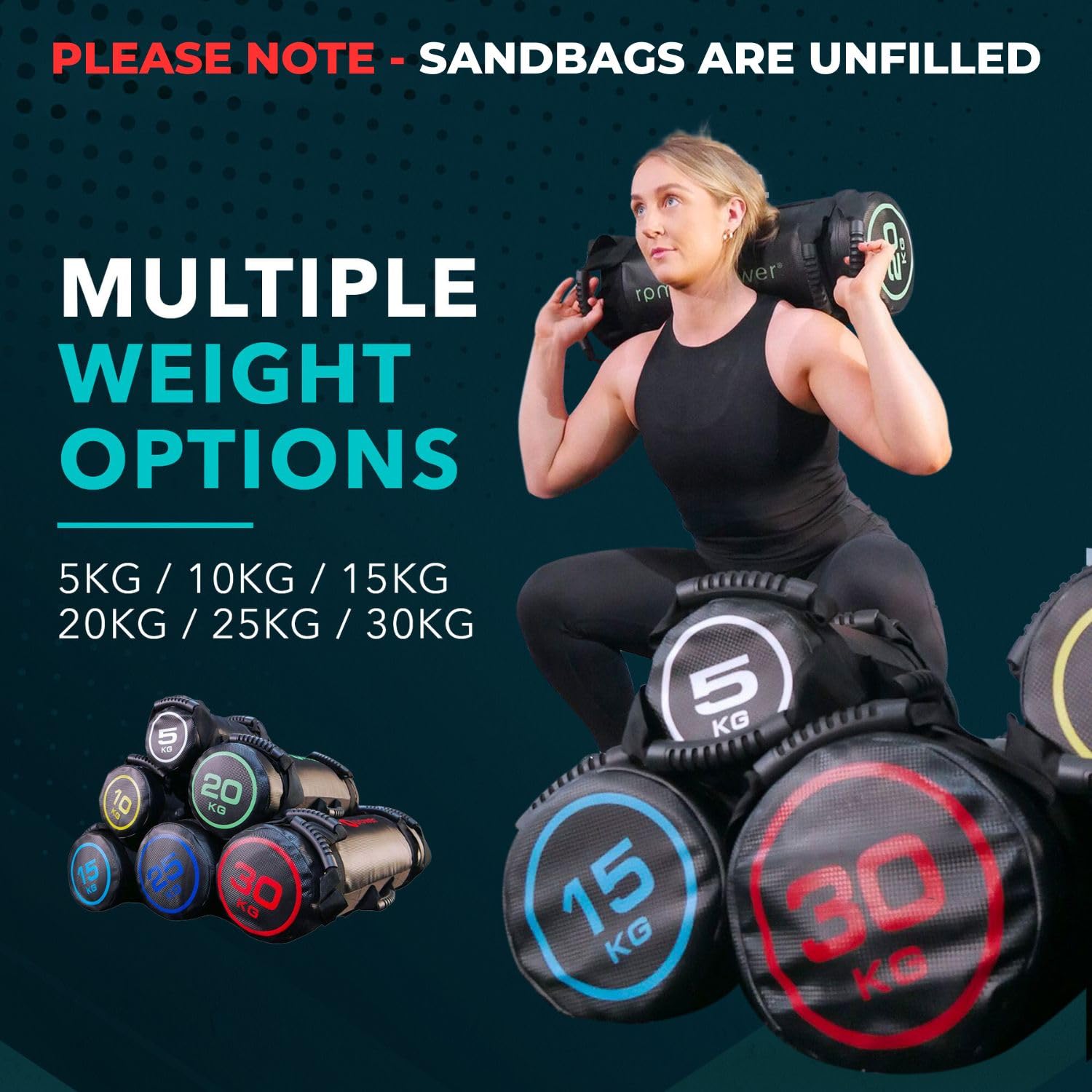 Sac de sable pour fitness RPM Power – Sac de musculation non rempli pour crosstraining et haltérophilie