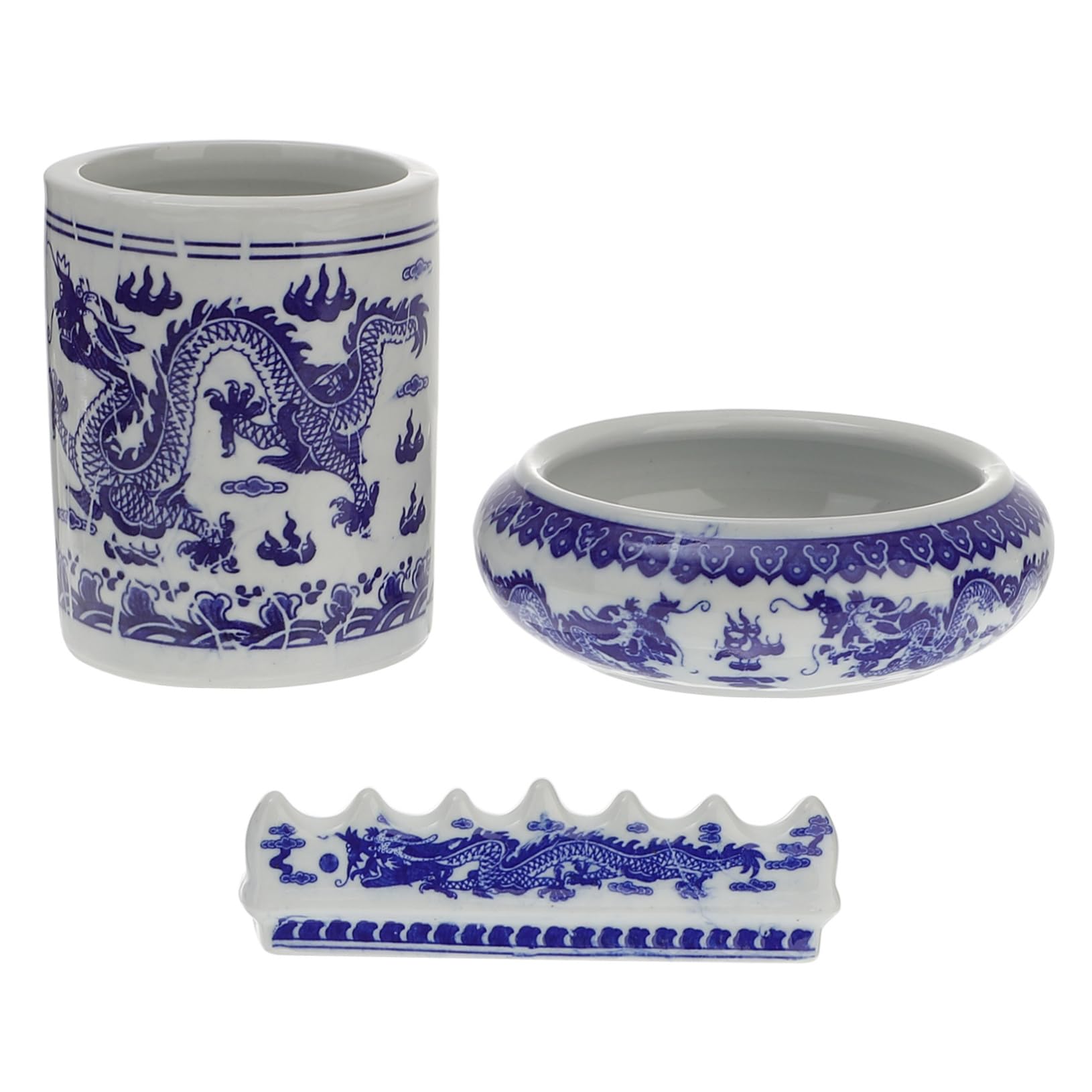 Repose-pinceau en céramique avec cuve de lavage de bureau au design chinois