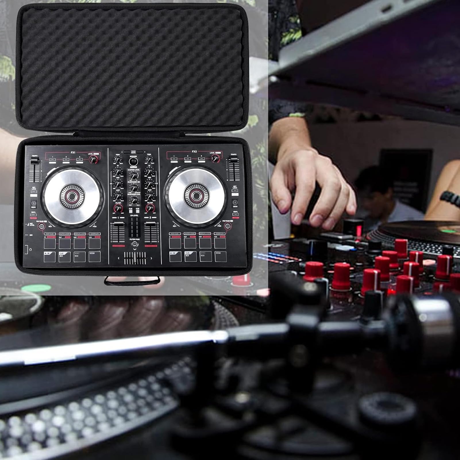 JAOCDOEN DJ Controller Hard Case 50x30x8cm Portable 2 Channel DJ Controller Storage Bag for DDJ FLX4 400 SB2 SB3 RB