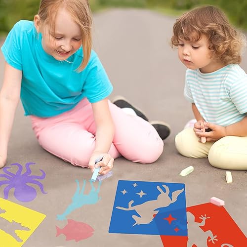 Miniatura 5 de 24 plantillas de animales para niños, plantillas de tiza de acera, coloridas y grandes, plásticas lavables, plantilla de dibujo, plantilla para