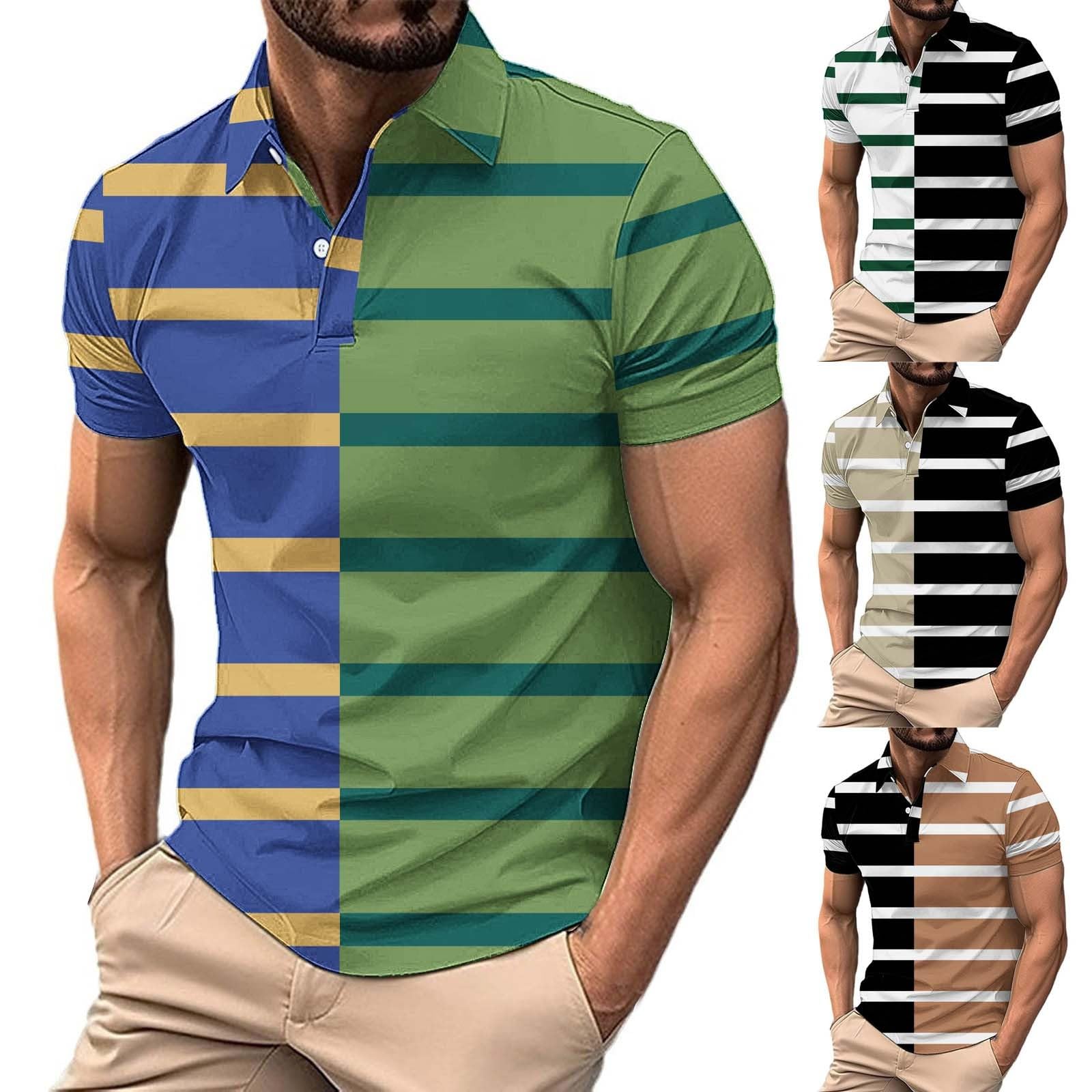 Poloshirt - Camiseta de manga corta con cuello de solapa para hombre, cierre de botón, ajuste regular, capa base y ropa para un uso diario fácil