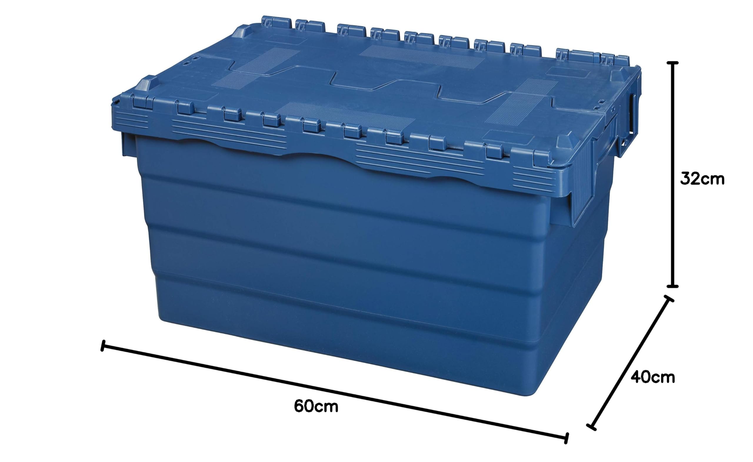 Logiplast 5 Stück Kunststoffkisten mit Deckel 60 x 40 x 32 cm Aufbewahrungsbox in Industriequalität