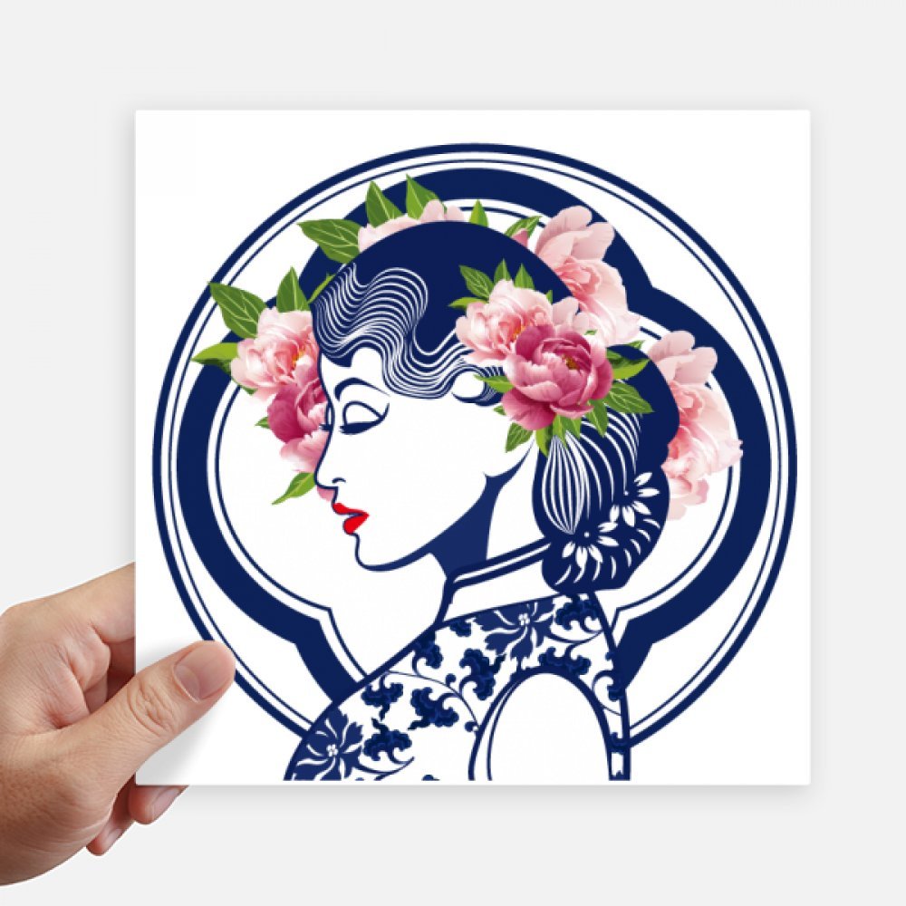 Decal 4Pcs 20cm x 20cm Culture Chinoise Rose autocollant pour habillage mural et bagage
