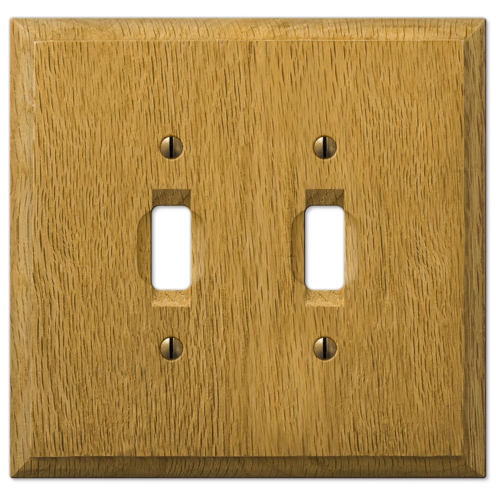 Amerelle Traditional Double Toggle Wood Wallplate in Light Oak