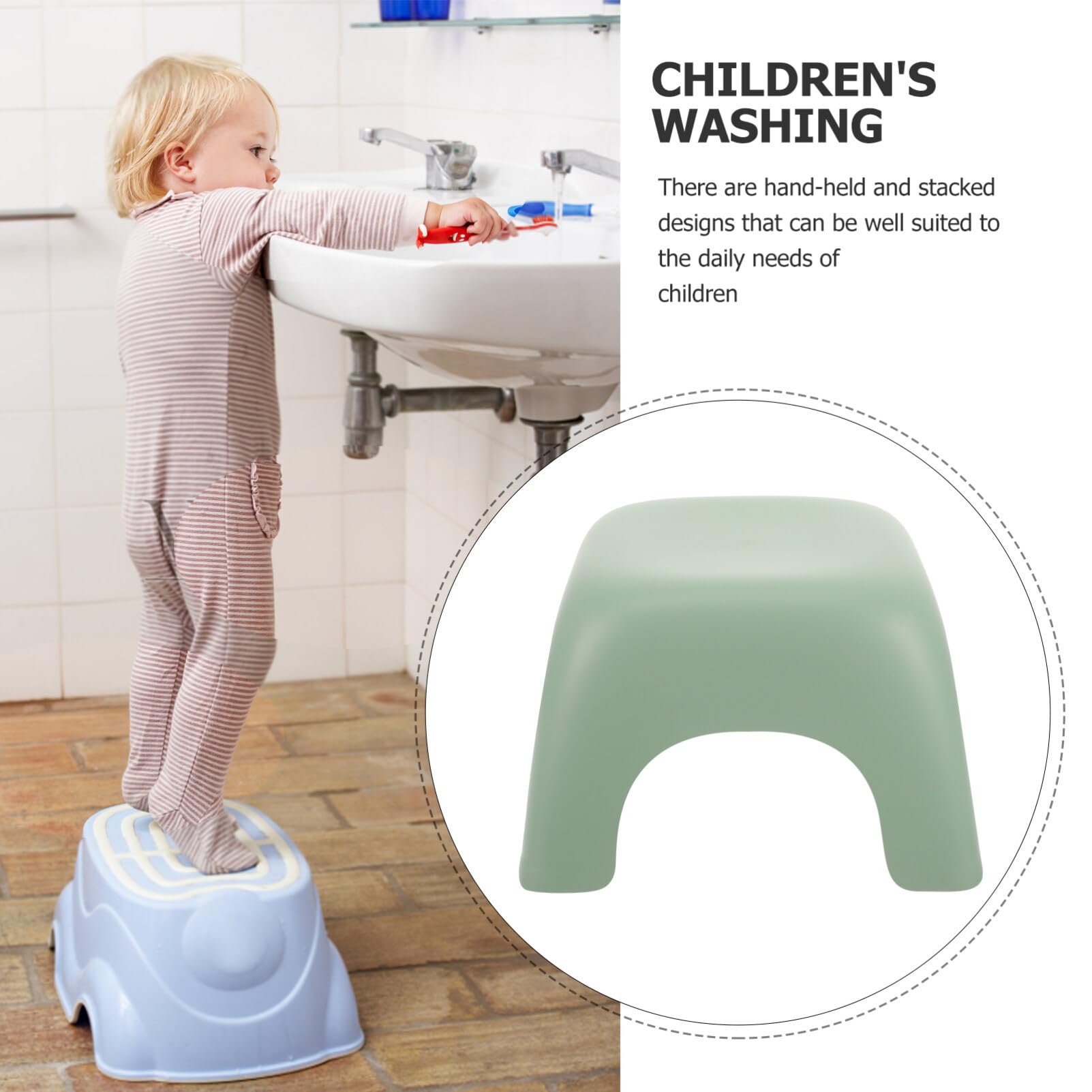 Homoyoyo Sgabello per Bambini Sicuro e Pratico Leggero in Plastica Pp Antiscivolo, Piccolo Sgabello da Bagno Portatile, per Cucine e Scuole