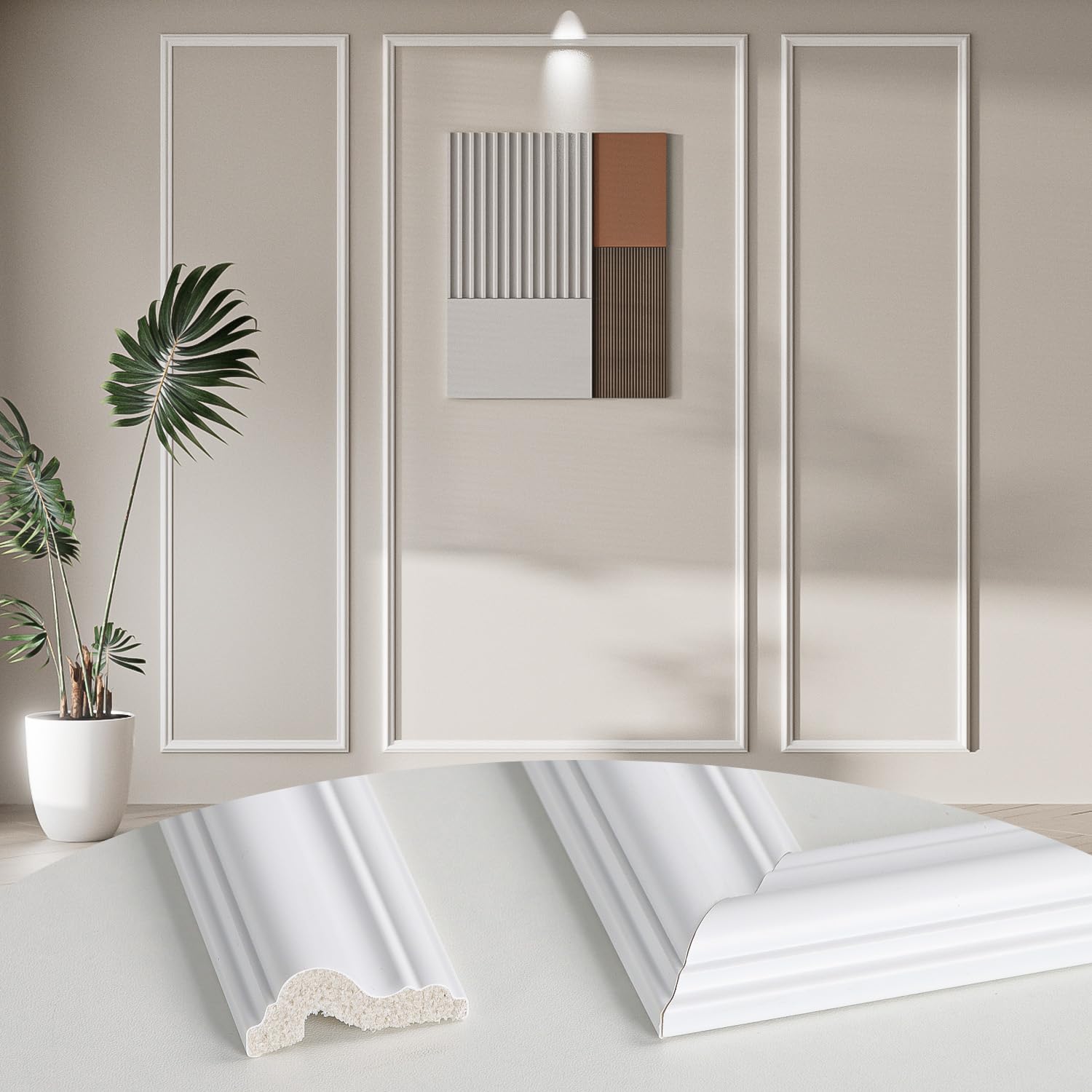 Arthome Pre-Cut Wall Molding Kit of 3 Frames,Premade Wall Panels for Interior Wall Decor,Picture Frame Moulding,Panneau Mural Decoratif for Living Room Bedroom, Installed with Glue(Aarch)