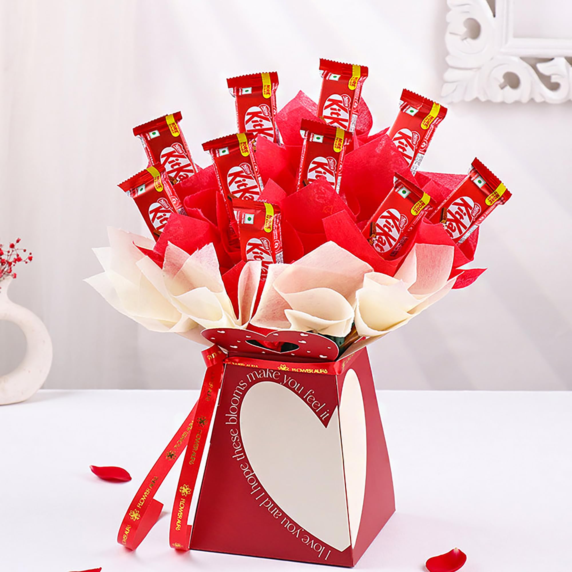 FlowerAura Love Chocolate Bouquet of 10 Chocolates In Love Theme Box For Birthday | Anniversary | Valentine's Day Gift For Girlfriend, Boyfriend, Husband & Wife (Same Day Delivery)-image-27