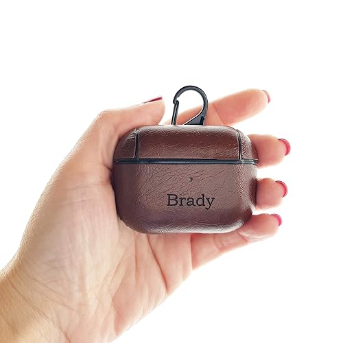 Custom Name AirPods Pro Case Personalized PU Leather (Vegan) with Name, Protective Cover Compatible with Apple AirPod Pro Front LED Visible Support