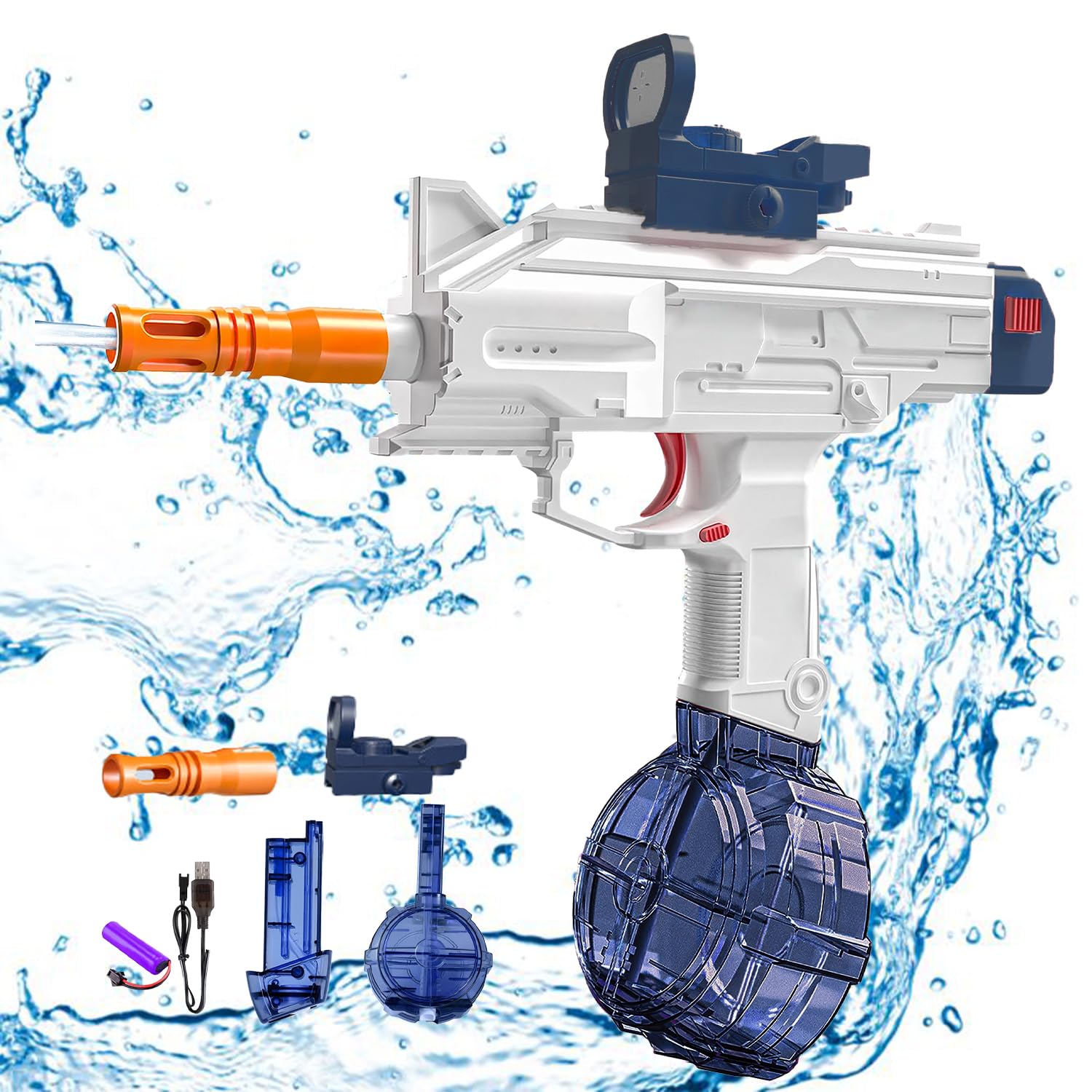 Pistolas De Agua Eléctricas para Adultos Y Niños,Pistola de Agua Automática para Disparo Continuo Alta Capacidad de 434CC + 58CC De hasta 25-32 Ft,Juguetes de Fiesta Verano Piscina Playa para Niños