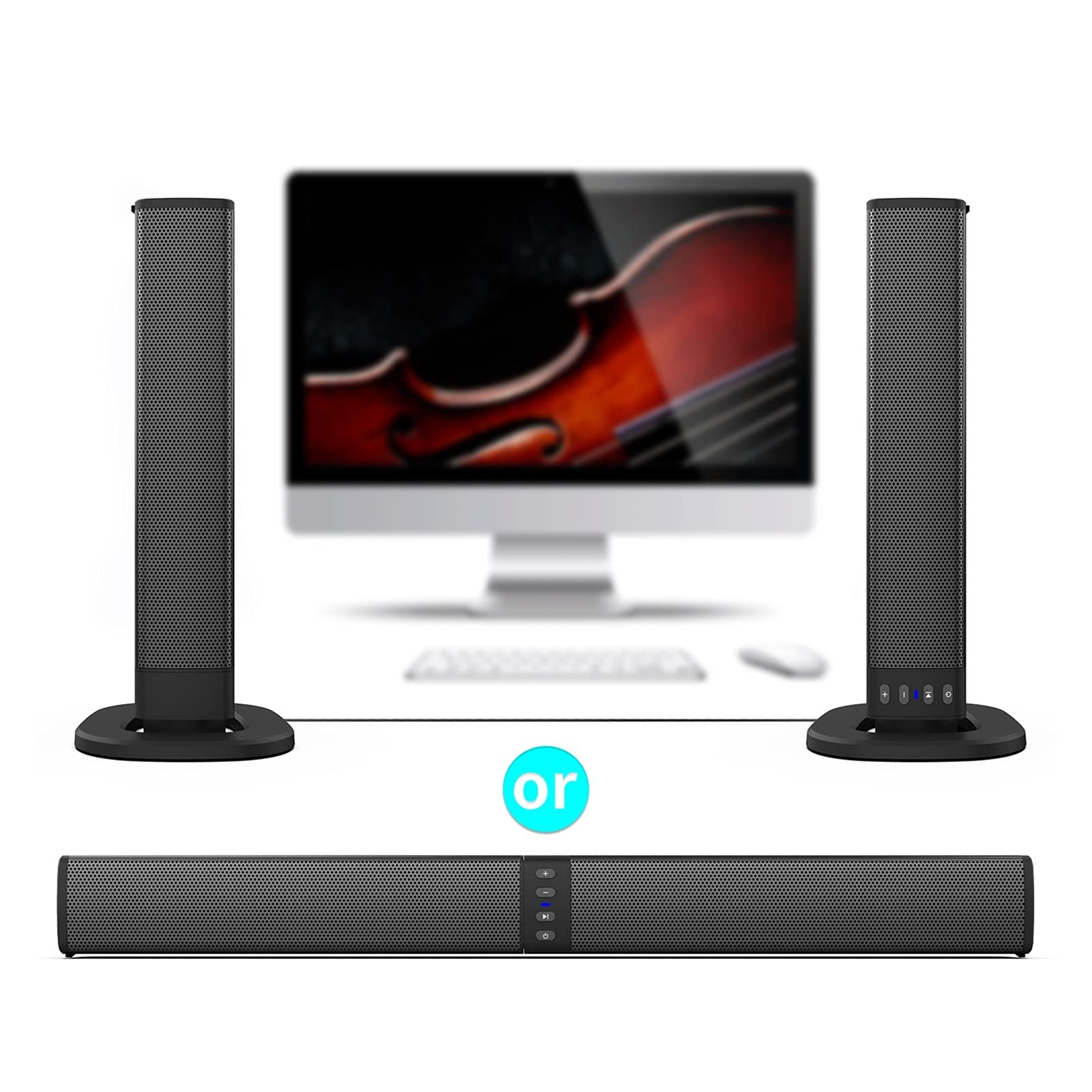 Home Theatre-vloerstaande Luidspreker, BS-36 Draadloze Bedrade Bluetooth-tv-soundbar Afneembare Vloerstaande Bluetooth-torenluidspreker, met LED-indicator, Oplaadbaar, voor Tv-computer
