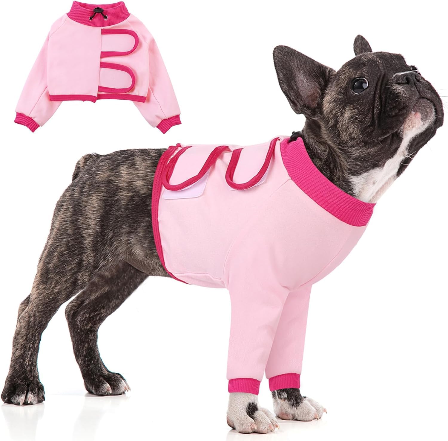 KOESON Soft Dog Recovery Suit for Front Legs, 100% Cotton, Pink S
