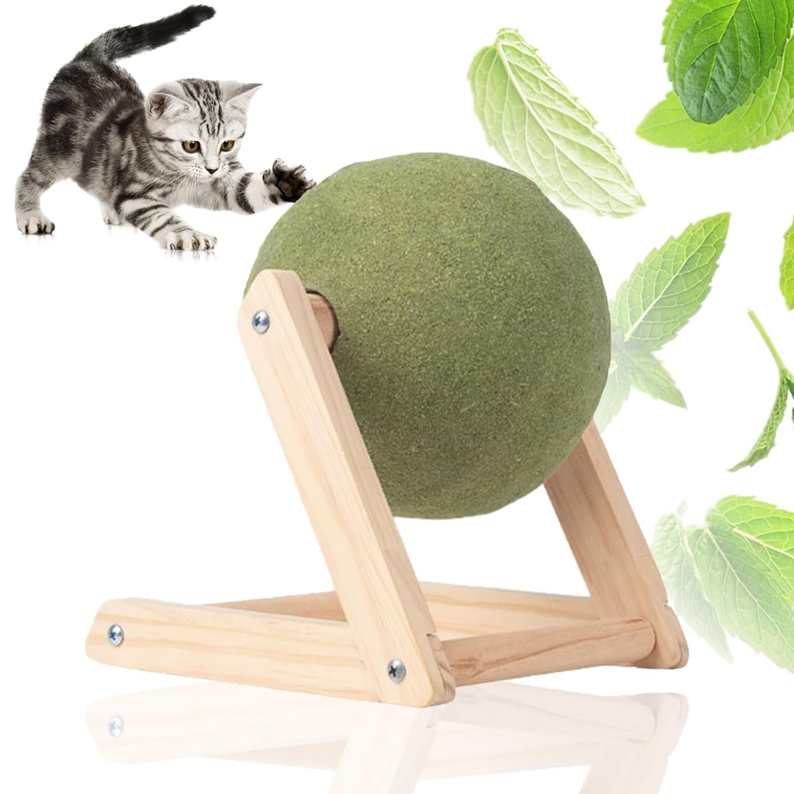 Palla di erba gatta girevole, palla di erba gatta da pavimento, giocattolo per gatti alla menta, giocattolo con erba gatta (grande, A)