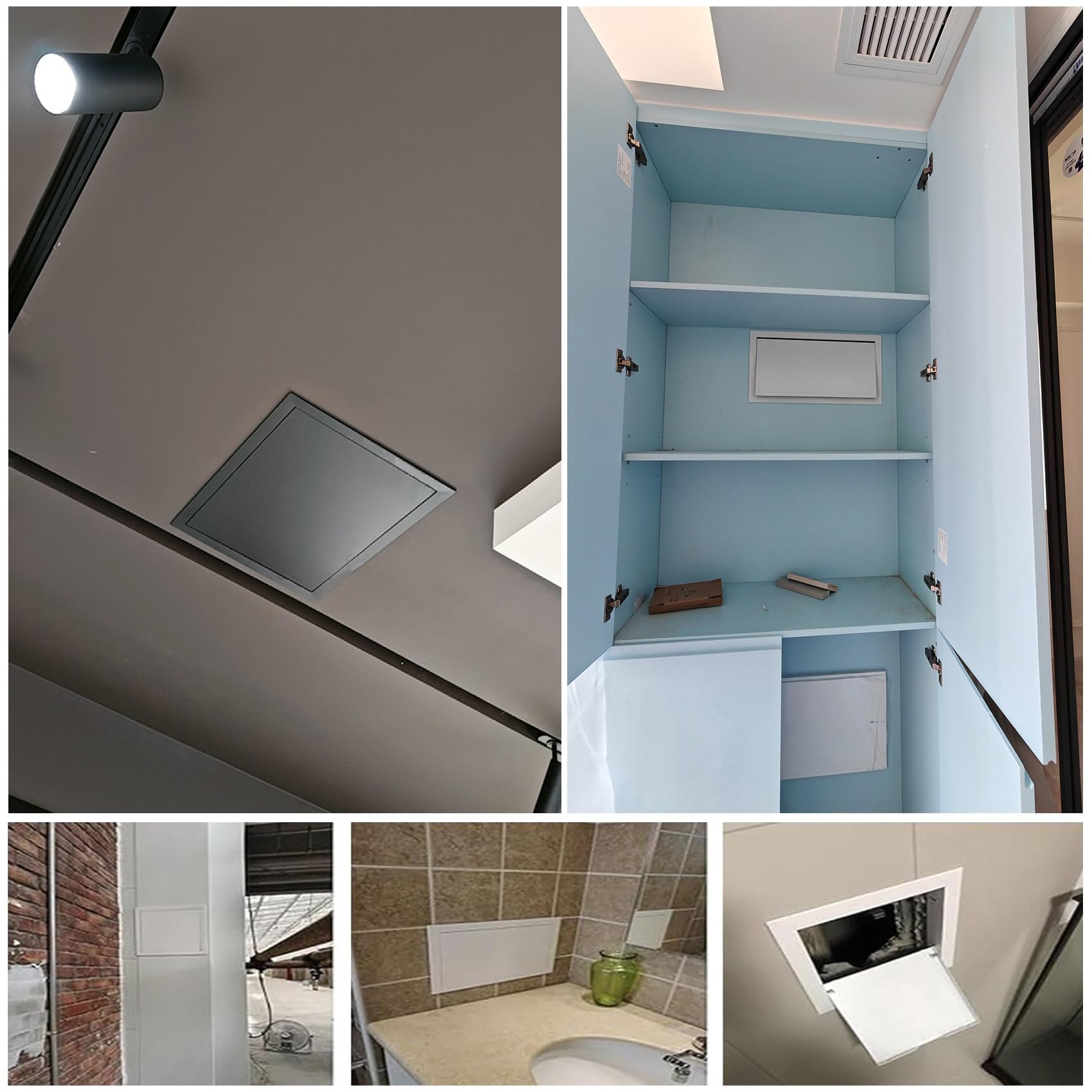 Porta di Accesso in Alluminio, Botola Ispezione Cartongesso Idrorepellente | Pannello di Ispezione Metallo Apertura a Pressione, Piastre di Copertura Per Parete e Soffitto Nasco(Bianco,80x80cm/31x31in)