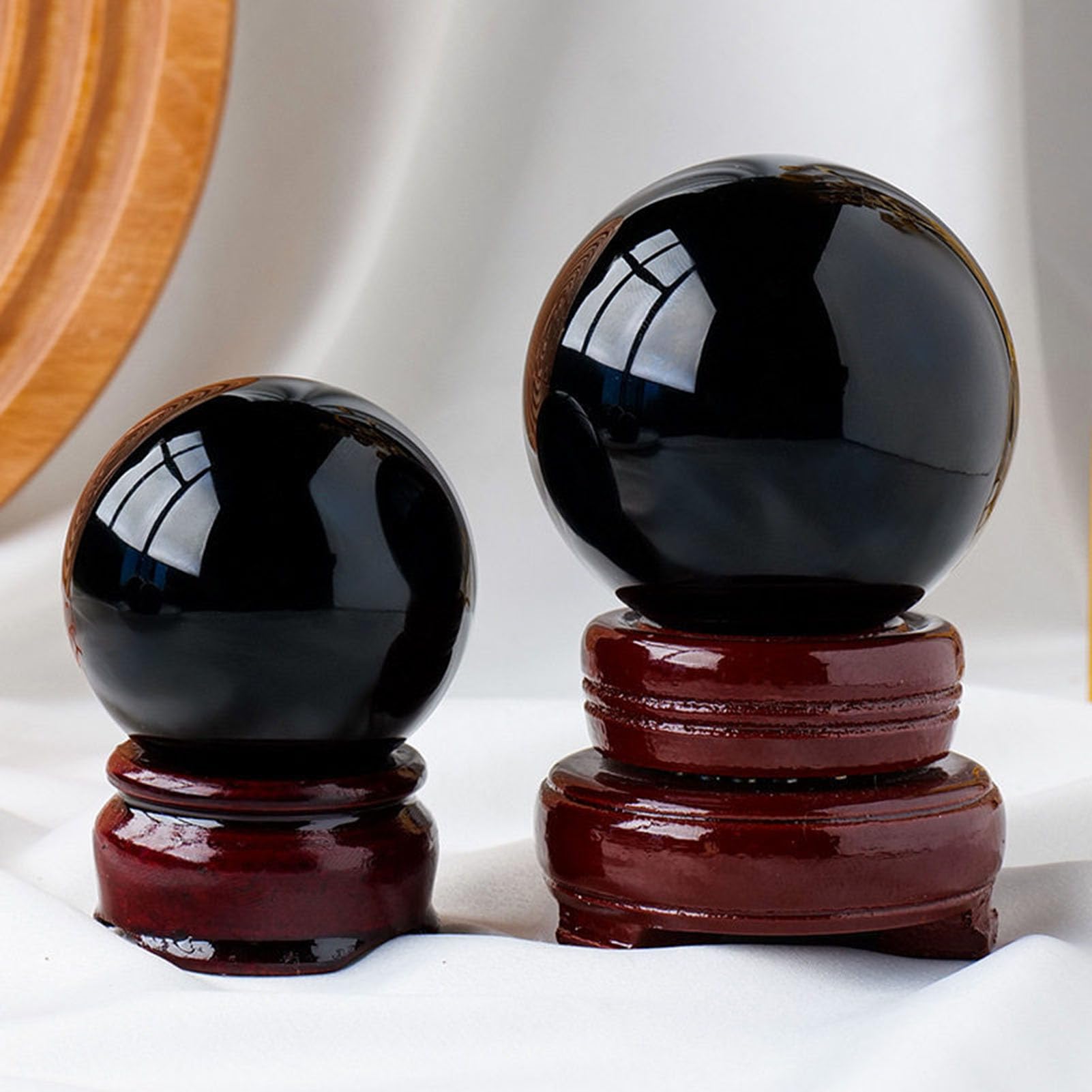 Sfera di Cristallo di Ossidiana Nera Naturale per divinazione | Sfera di cristallo da 20-200 mm, sfere decorative per meditazione, Feng Shui, guarigione Reiki, stregoneria, decorazioni