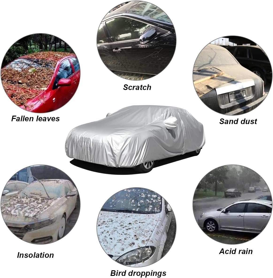 Autoabdeckung für Suzuki SX4 (2010-2014), Autoabdeckung Vollgarage Wasserdicht UV-Schutz Auto Abdeckplane Abdeckung,A/Silver