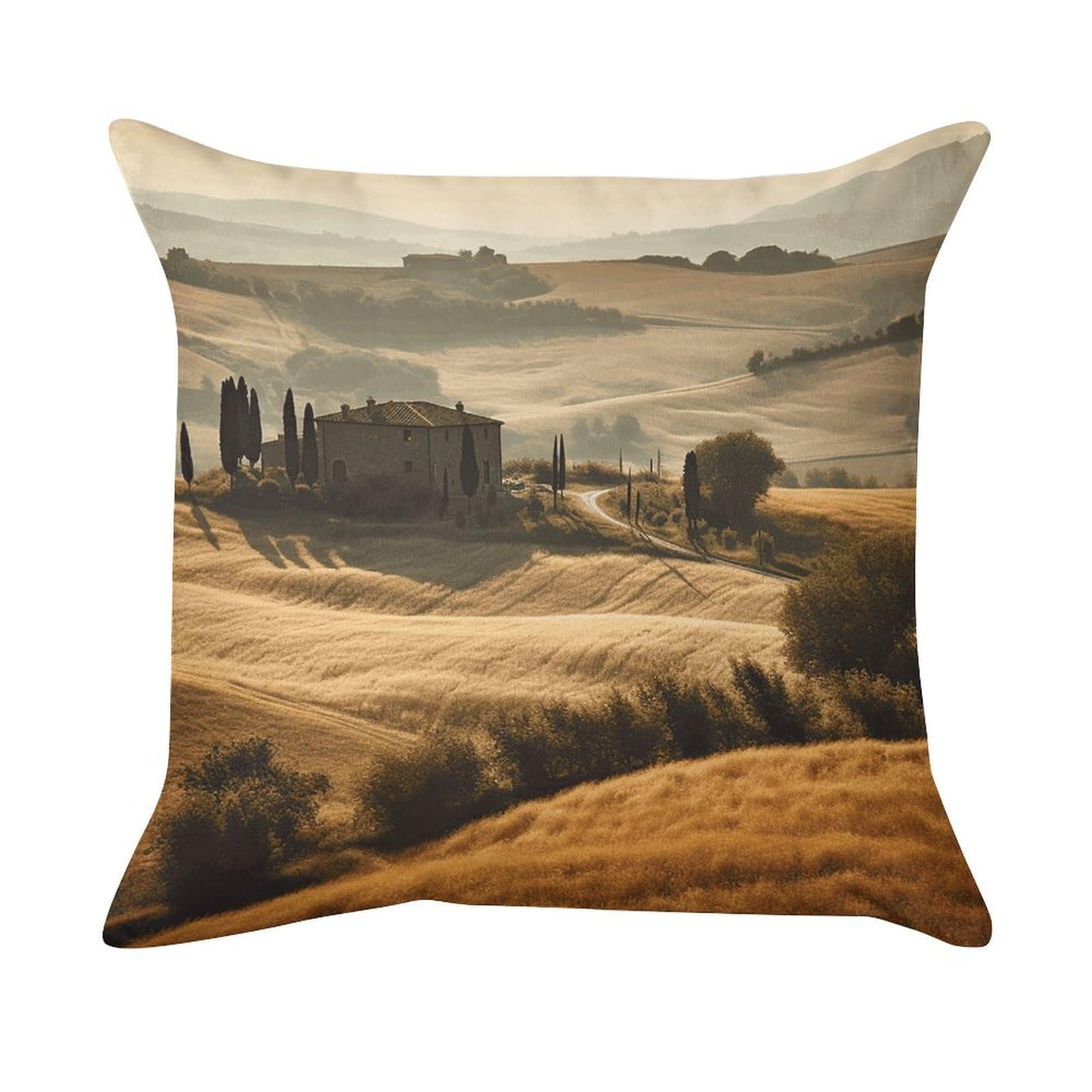 FekiLoot Throw Pillow Cover View of Typical Tuscany Landscape Painting Art Decorative Square Pillow Cover Comfort Breathable Pillowcases Soft Velvet Square Modern Cushion Covers for Sofa Couch
