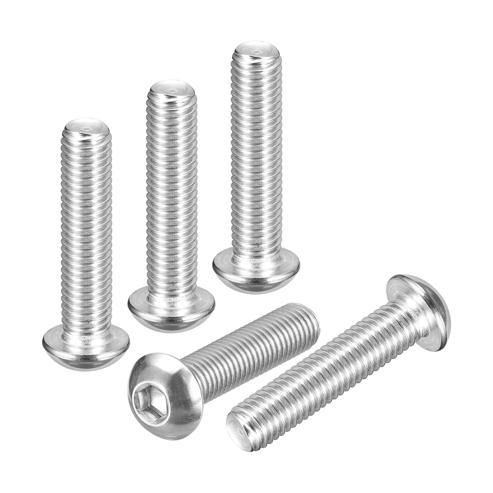 DTGN M10-1.5x45mm Button Head Socket Cap Screws - 6Pack - Good for Road Bicycle, Mountain Bike, Auto, Motorcycle - 304 Stainless Steel Whitewashed - Hex Socket Drive Fasteners — image 1