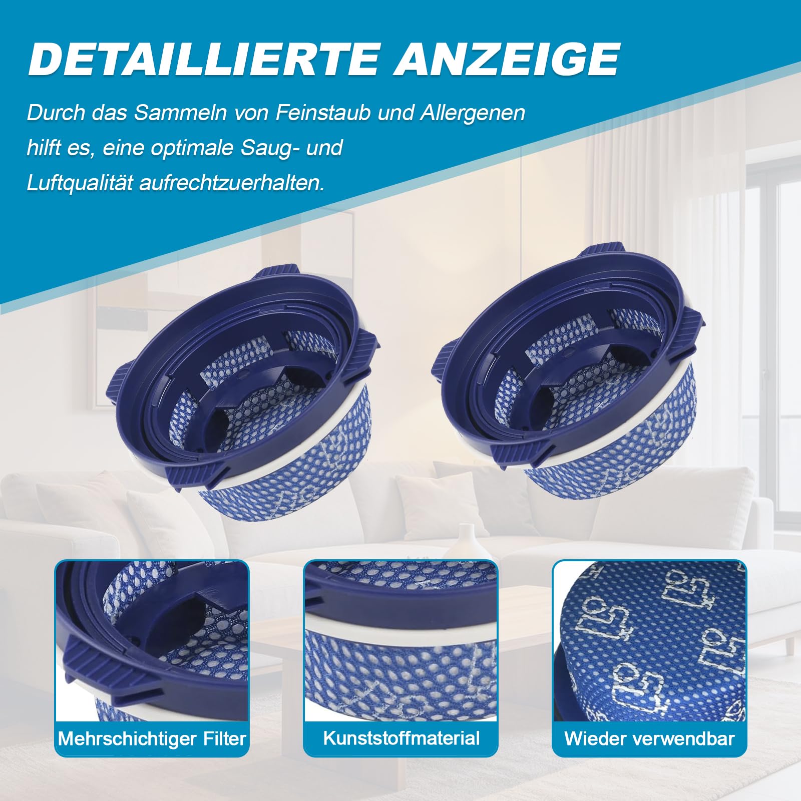 2 filtry zapasowe HEPA DJ97-02649A do Samsung Jet 75 70 75+ 60 90 VS9000RL | Filtr wymienny do odkurzacza akumulatorowego do modeli odkurzaczy Jet 60,70,75,75+,90 VS9000RL