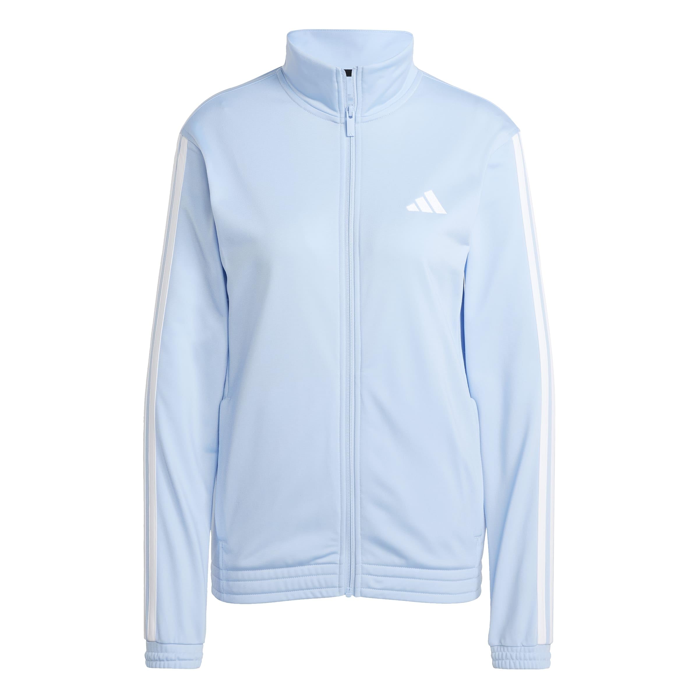 adidas Women's Tricot 3-Stripes Tracktop Sweatshirt, glow blue/white, XXL