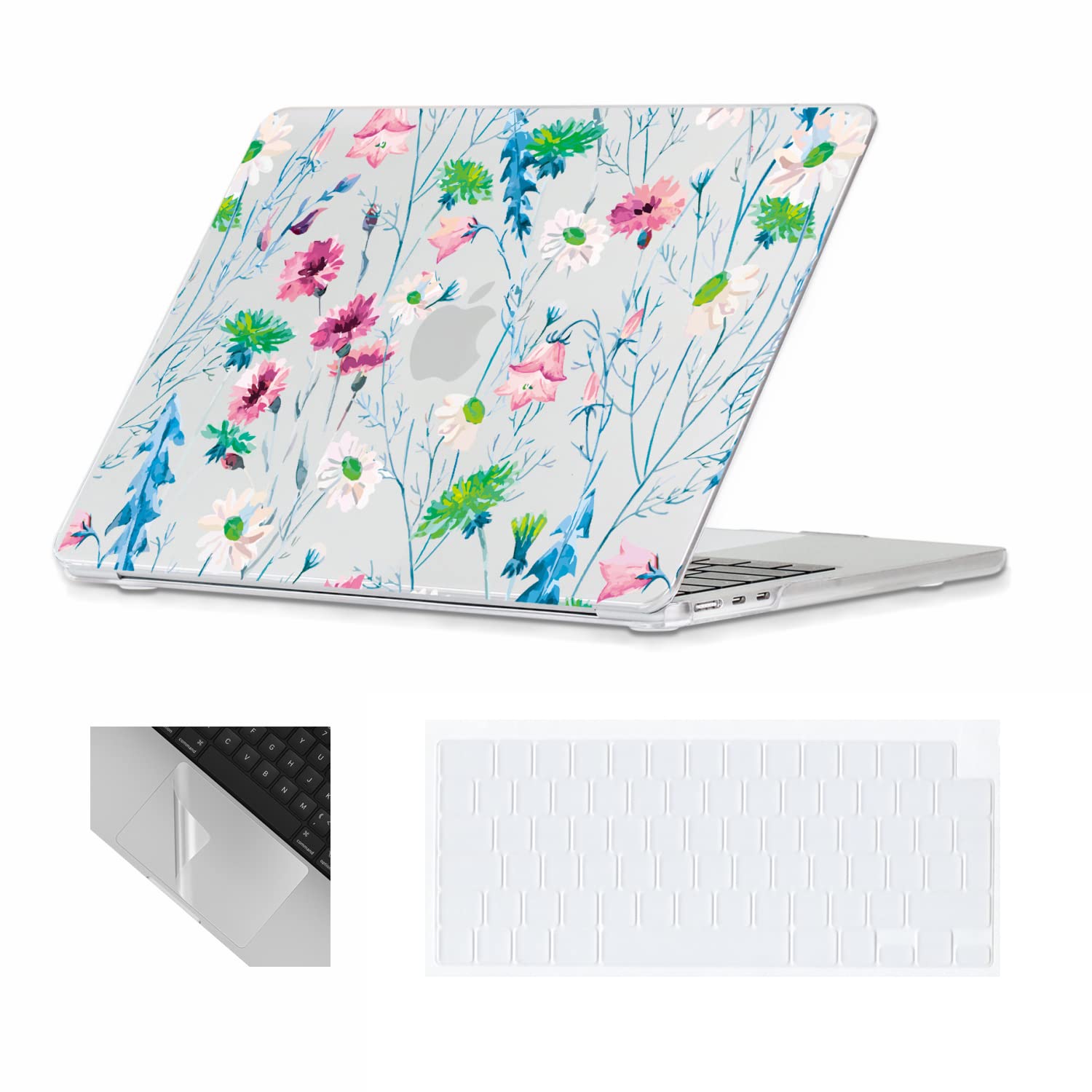 Se7enline Compatible with 13.6 MacBook Air Case M2 M3/M4 2022-2025 for Mac Air 13.6-inch A2681/A3113/A3240 Laptop Hard Shell Case with Keyboard Protective Cover & Trackpad Protector, Colorful Floret — view 84