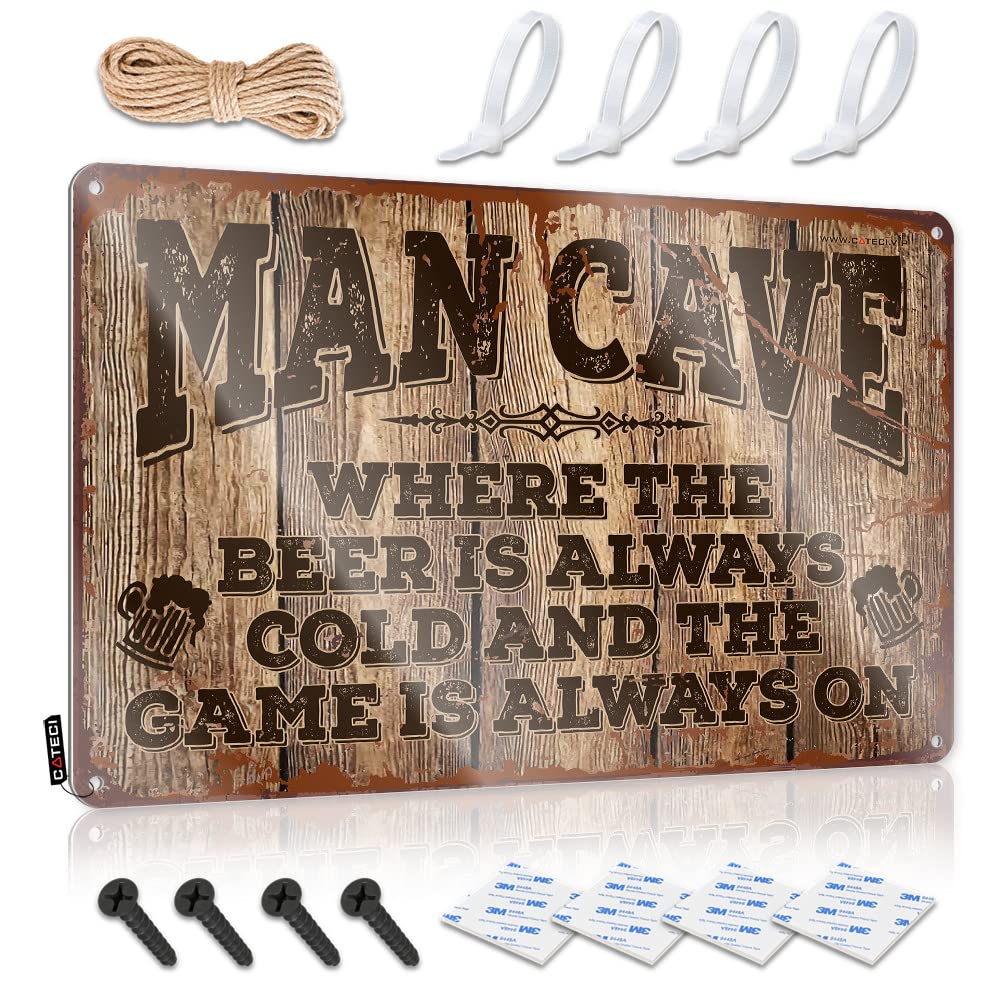 HELIOFORGE Funny Kitchen Signs Man Cave Rules Sign Signs For Bedroom Door Metal Bar Signs(30X40CM)