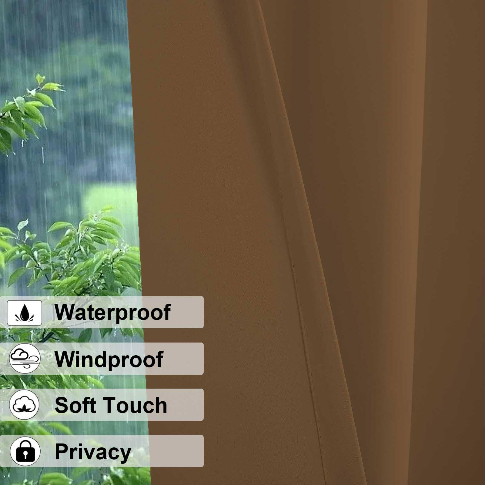 Outdoor Vorhänge für Terrasse, Wasserdicht Wetterfest Verdunkelungsvorhänge