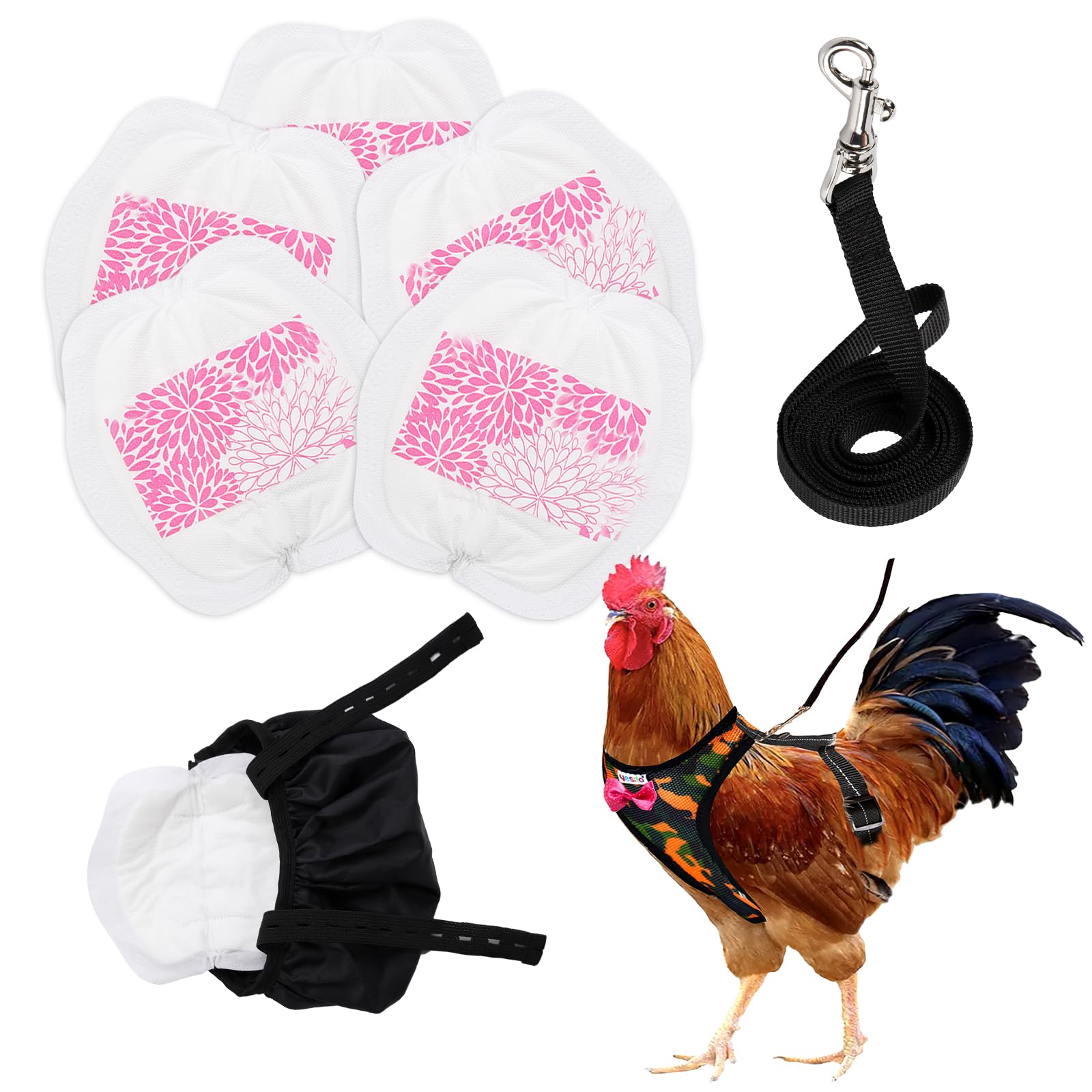 Adjustable Chicken Harness Diaper (5.4ft Leash) – Breathable &amp; Washable Secure Training for Hens, Ducks &amp; Chicks | Outdoor Walking &amp; Discipline Solution(Medium, Camouflage Green)