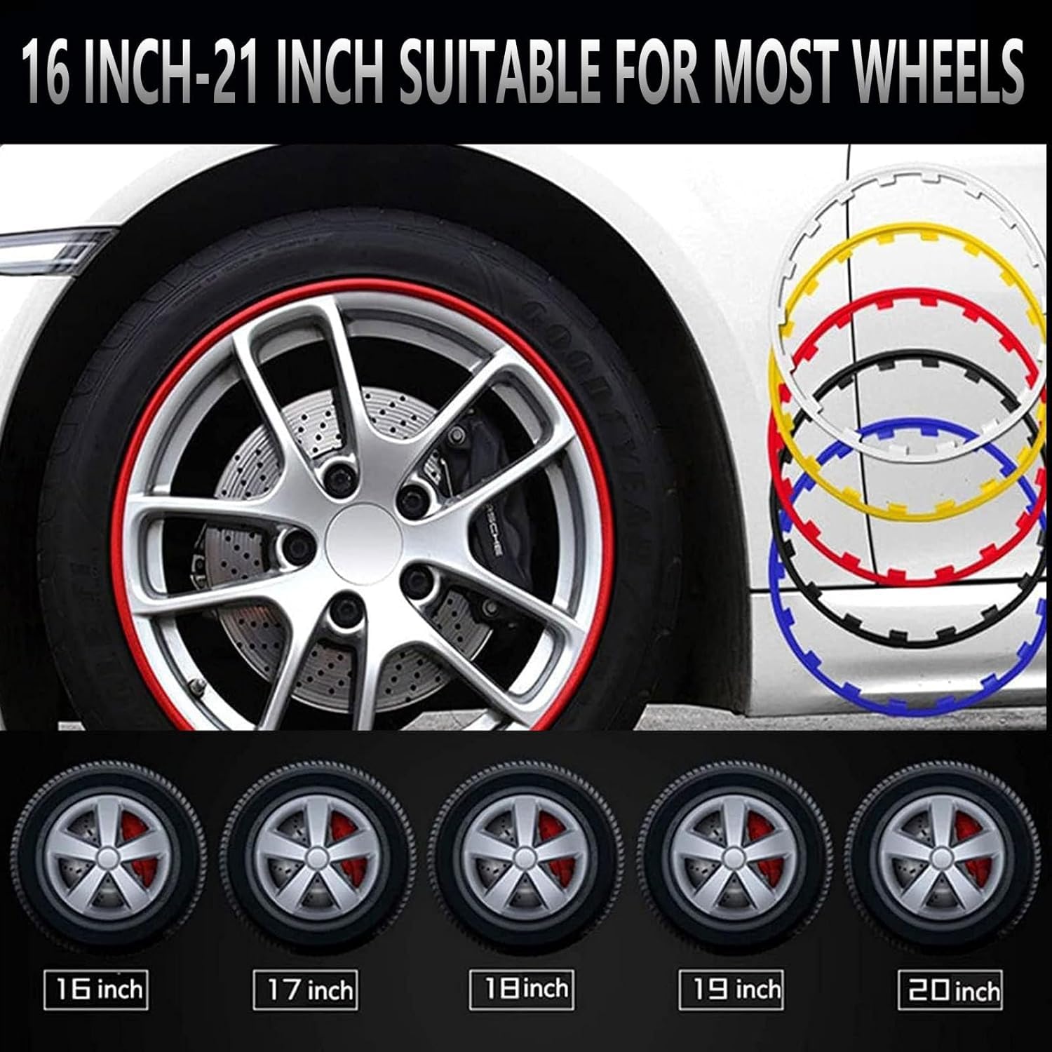 Radschutzring, Felgenschutz, Felgenschutz FüR LeichtmetallräDer, 4-Teiliges Set Mit Felgenkantenschutz FüR Autos, Dickes Importiertes Nylon Felgenschutzstreifen FüR Autos