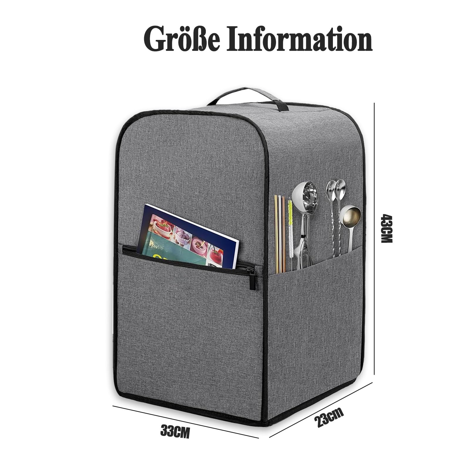 Ninja Creami Deluxe NC501EU Schutzhülle, Staubschutz für Ninja Eismaschine, Grau, 43 x 33 x 23 CM