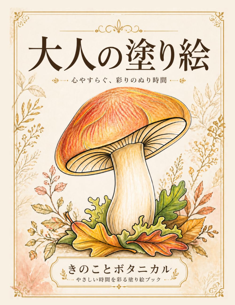 大人の塗り絵 きのこ: 初心者でも塗りやすいシンプル設計・片面印刷・全50図案