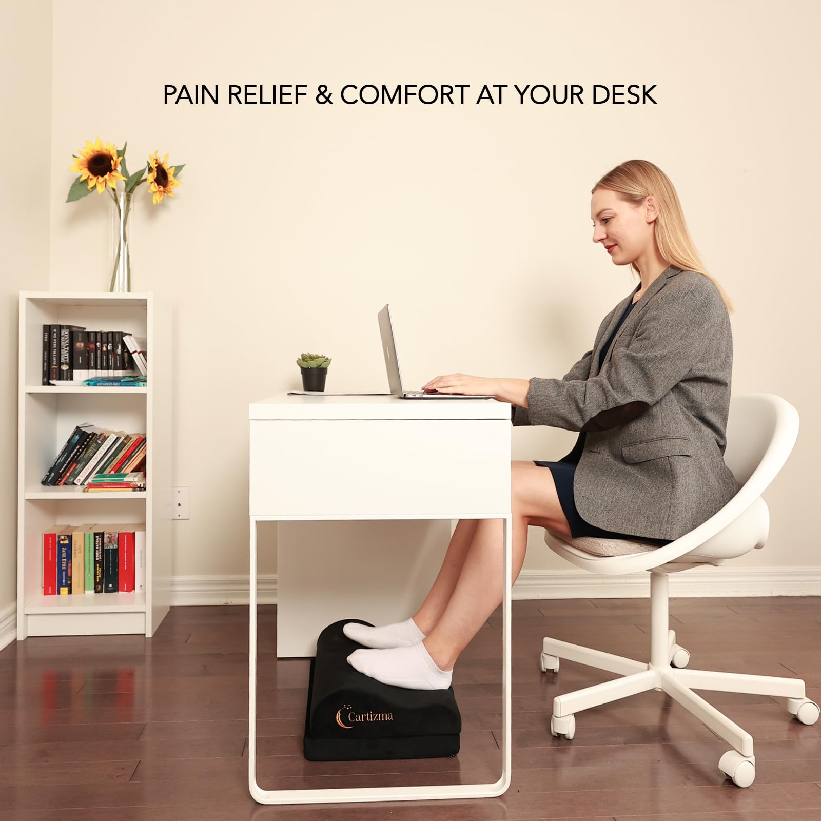 Reposapiés para debajo del escritorio en el trabajo, reposapiés ergonómico para aliviar el dolor con fundas lavables, reposapiés antideslizante debajo del escritorio, oficina, hogar y viajes