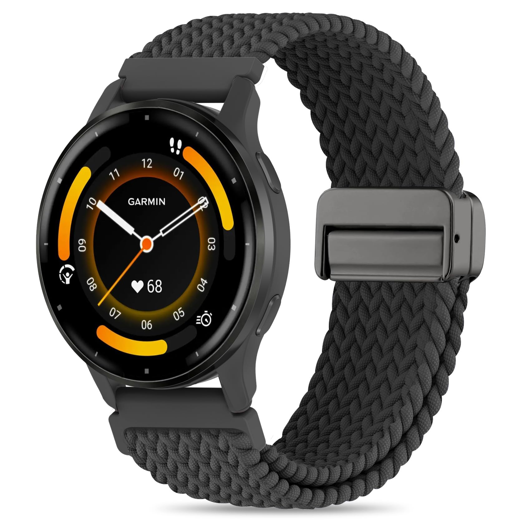 22mm Magnetic Braided Nylon Band Compatible With Garmin Venu 3 Watch Band/Venu 4 45mm/Venu 2/Vivoactive 4, Quick Release Stretchy Strap Replacement for Forerunner 265/255/570-47mm