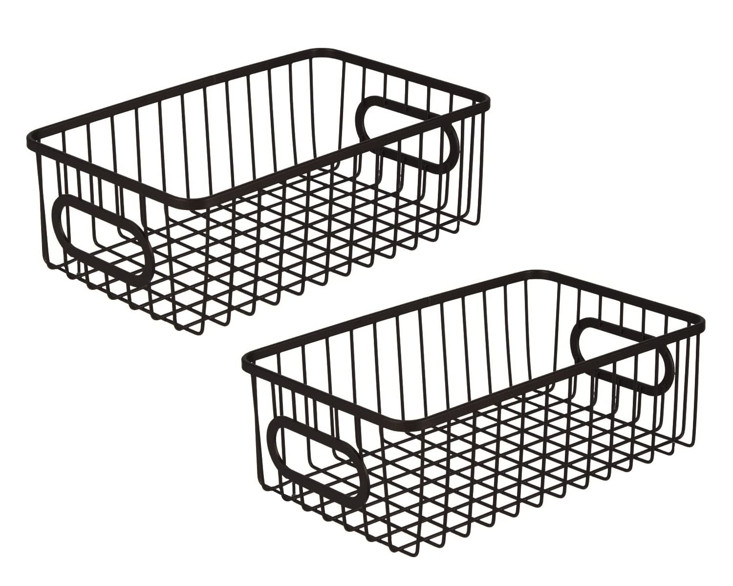 Amazon Brand - Umi Multipurpose 10" Metal Bathroom Storage Organizer Basket Bin - Modern Wire Grid Design - for Cabinets, Shelves, on Countertops, Bedroom, Kitchen, Bathroom, Garage (Pack of 2, Black) (B09SPYW836) Amazon Price History, Amazon Price Tracker