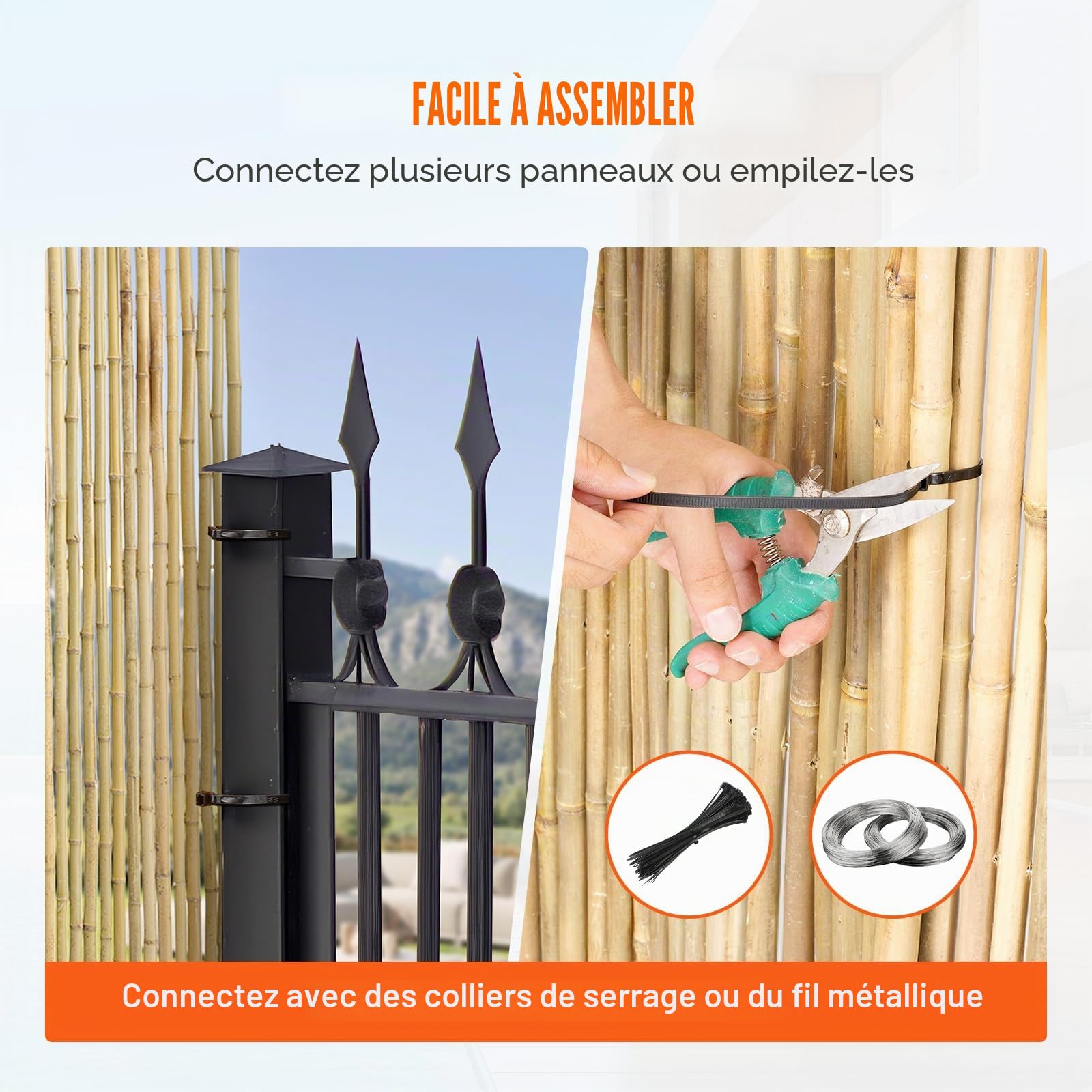 VEVOR Clôture en Bambou Naturel, 1,8 x 1,2 m, Brise-vue de Confidentialité, Rouleau Protection Décoratif en Bambou, Écran d'Intimité pour Jardin, Arrière-cour, Balcon, Patio, Bord de Piscine, Terrasse