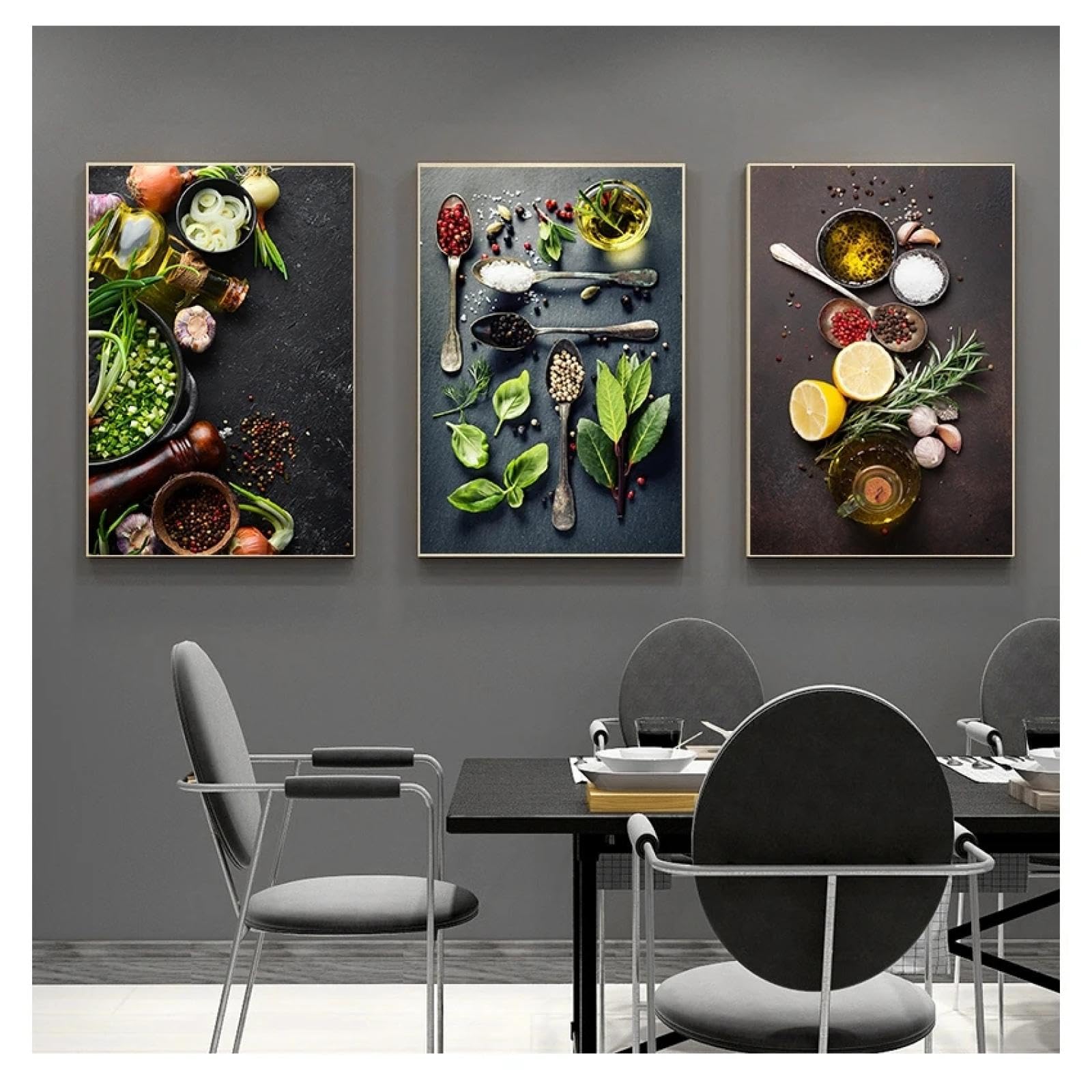 ZHUOYA Mieszanka motywów kuchennych z ziół i przypraw, obrazy na płótnie, plakaty i wydruki, sztuka ścienna, obrazy do dekoracji restauracji, jadalni, 70 x 100 x 3 cm, bez ramy