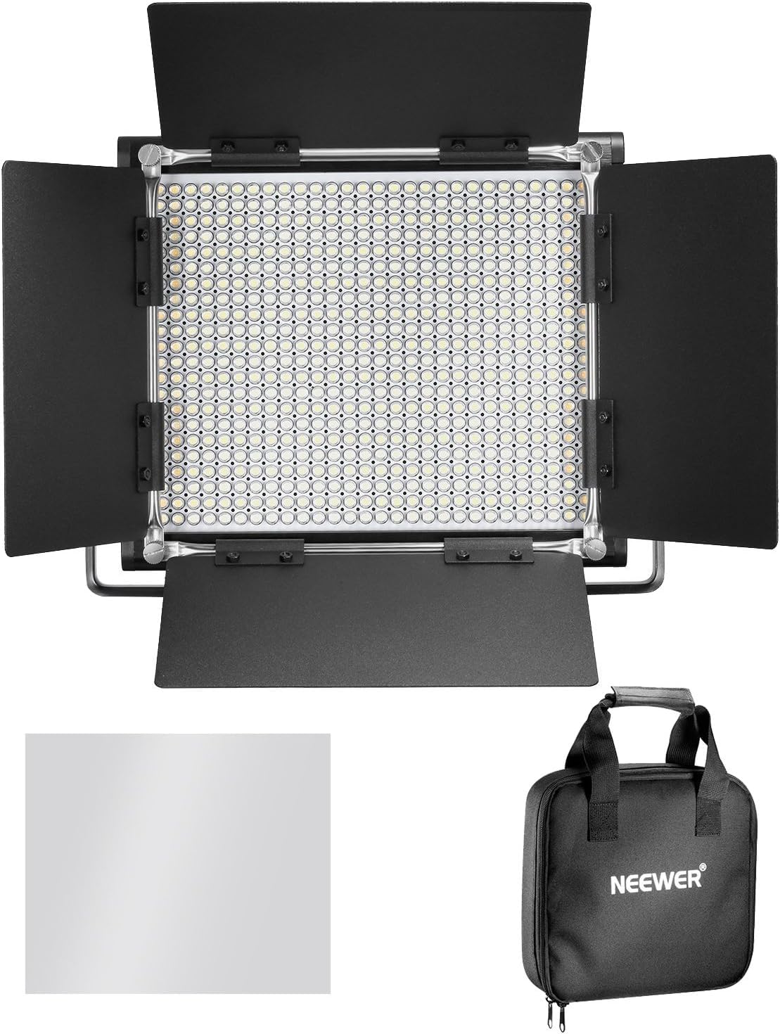 Neewer Lot de 2 660 LED Flash de Studio Lampe Vidéo avec Pied Lumineux 2 m 3200-5600K CRI 96+ LED Réglable Bicouleur avec Monture U Coupe-Flux pour Portrait Studio Youtube Vidéo