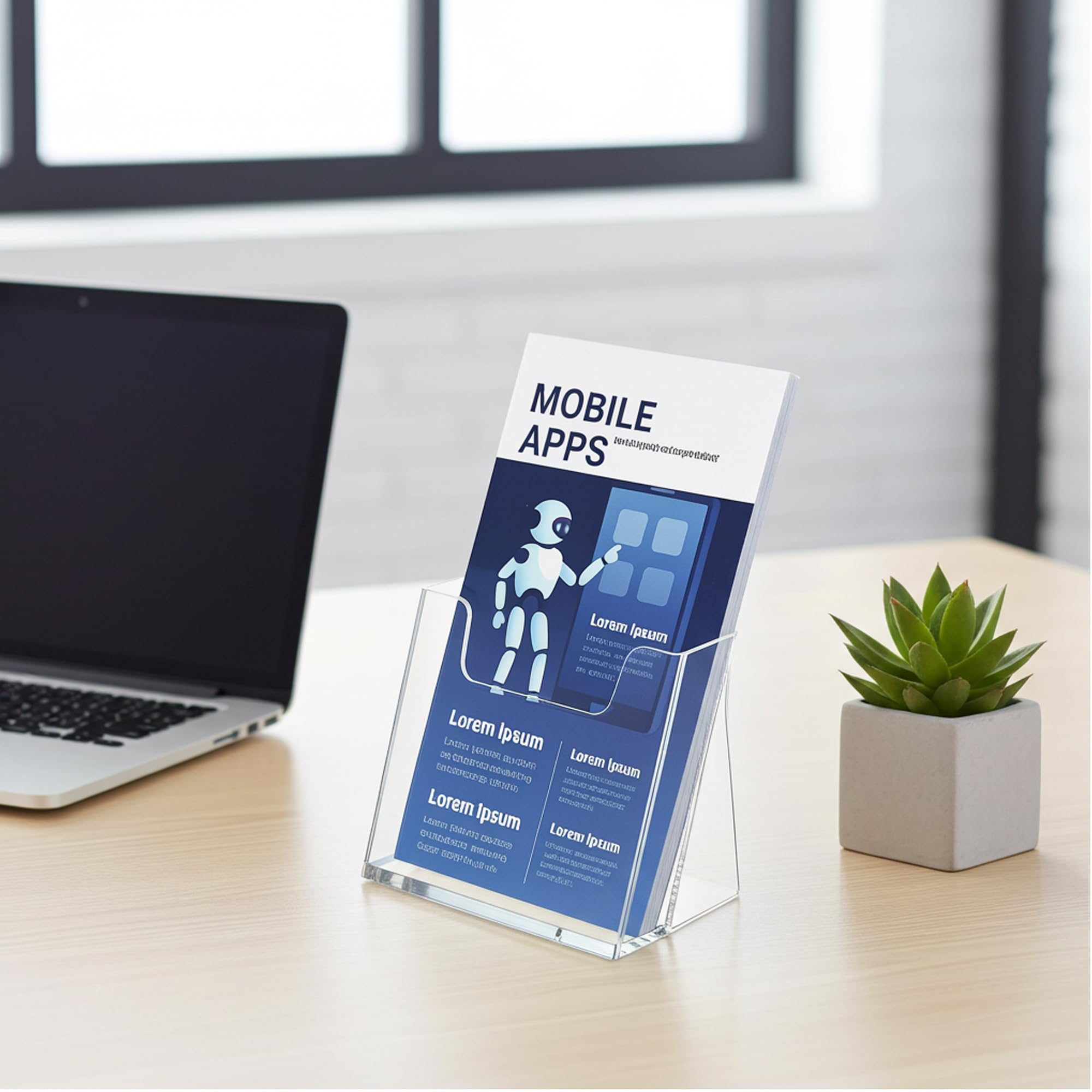 10 Stück Prospektständer DIN lang Hochformat/Prospekthalter Flyer-Ständer Werbung Aufsteller Tisch-Prospektständer/Prospektbox/Werbung, glasklar