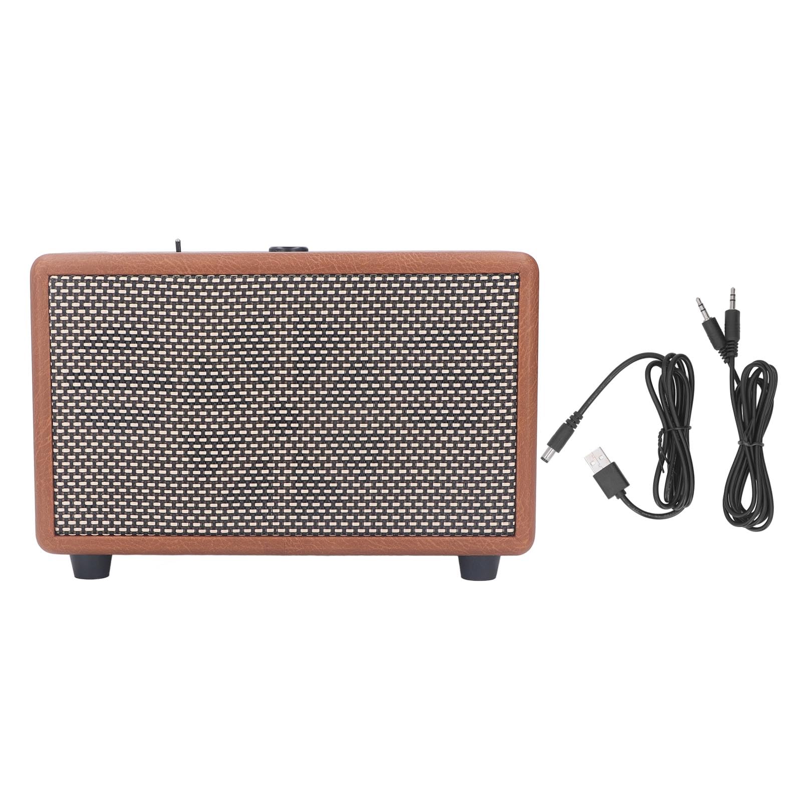 Haut-Parleur Haut-Parleur Radio Rétro Simili Cuir Caisson de Basses Radio Haut-Parleur Simili Cuir sans Fil Antique Cuir Synthétique Haut-parleurs Portables