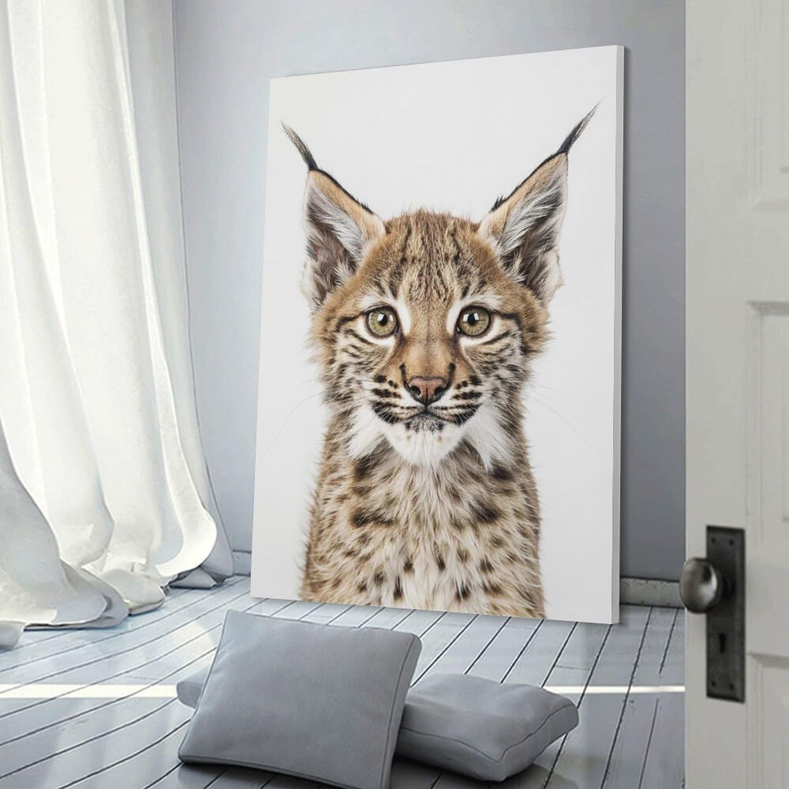 Junmoney Cute Baby Lynx Home Decor Wall Art, 24x36inch(60x90cm), for Bedroom Walls, Guest Spaces Or Lounges, A Warm Accent for Relaxed Interiors