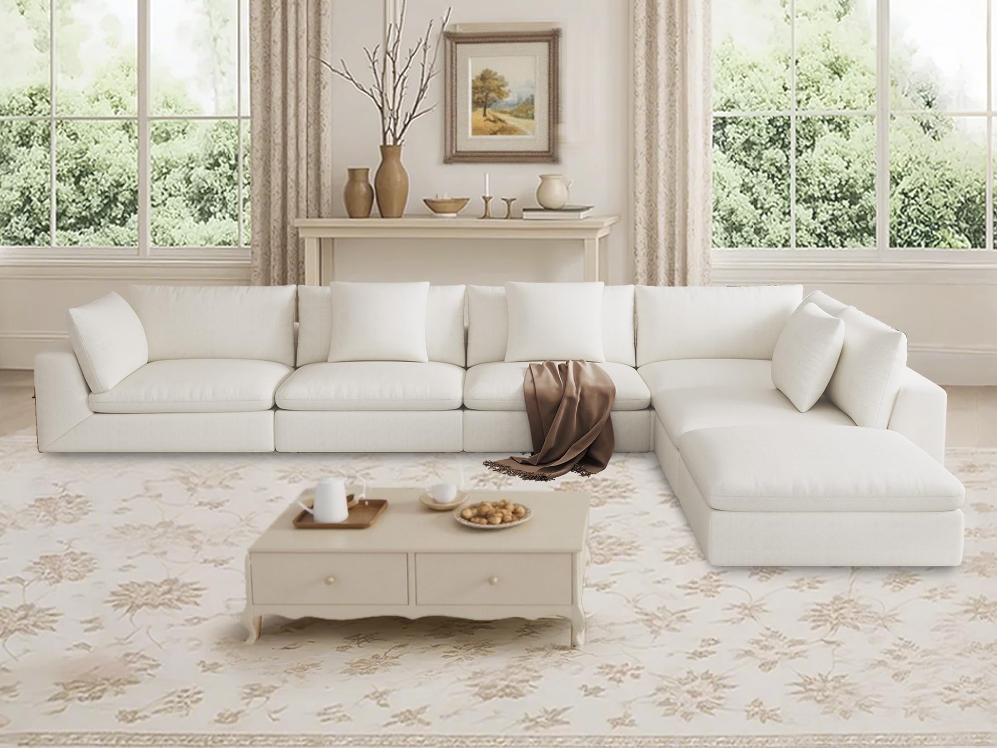 Modular Sectional Sofa Oversized Cloud Couch Sectional Cushion Covers Removable Deep Seat Sectional Sofa Couch for Modern Living