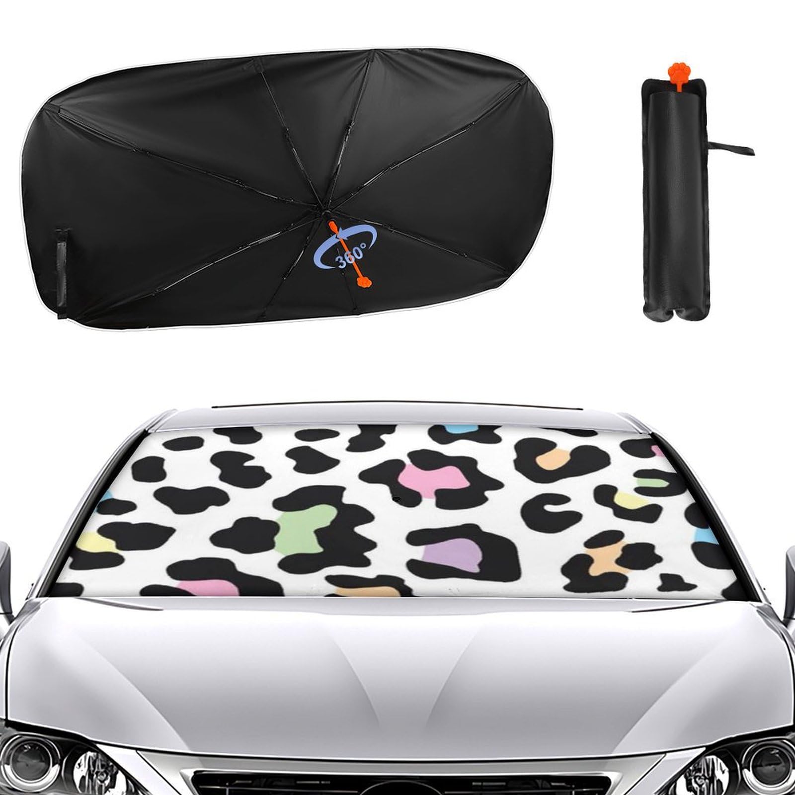 Amazon.co.jp: 車用サンシェード カラフル ヒョウ柄 フロント