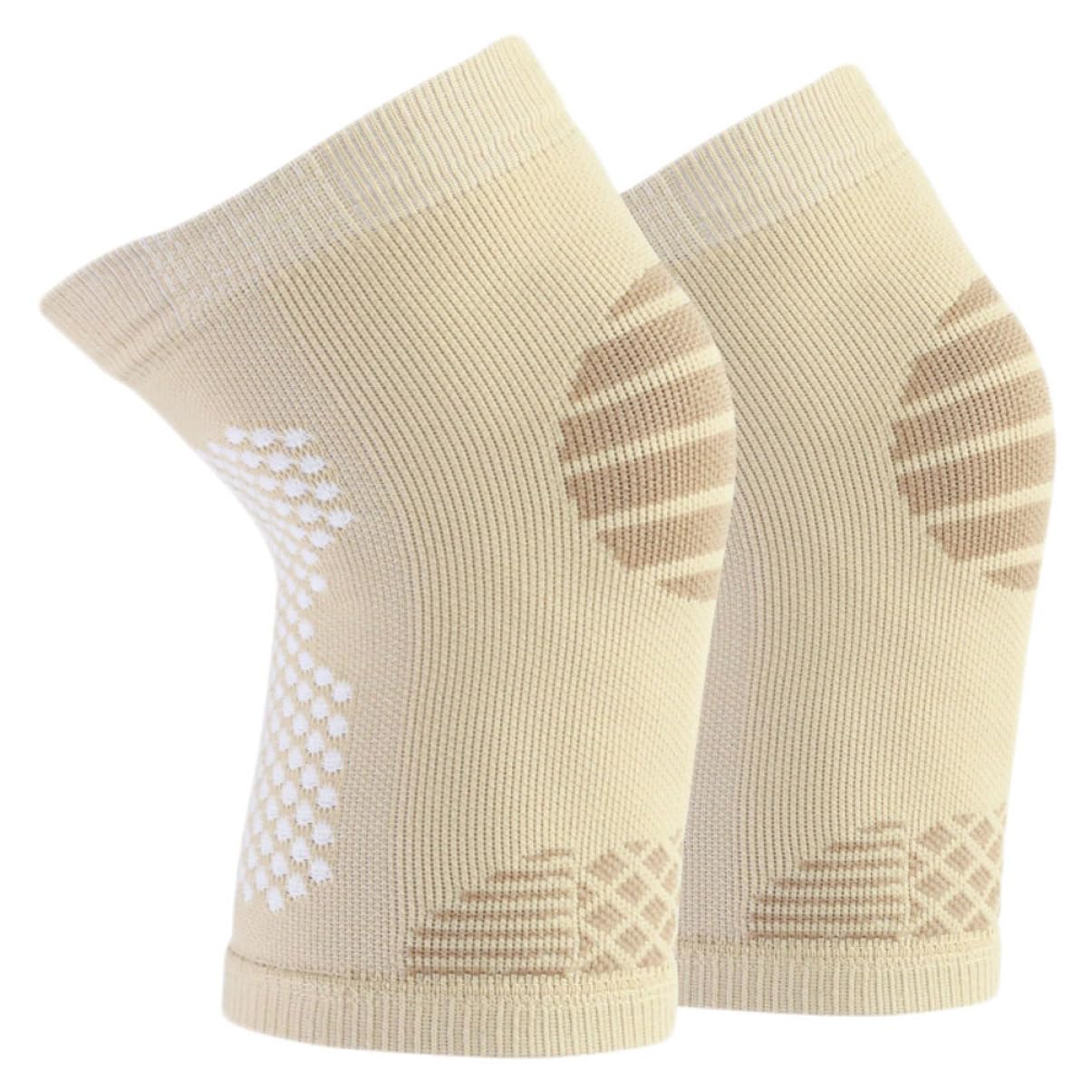 KICHOUSE 1Pc Sports Elastic Breathable Knee Brace for Running Riding Volleyball Basketball Beige Gear for Enhanced Knee Protection