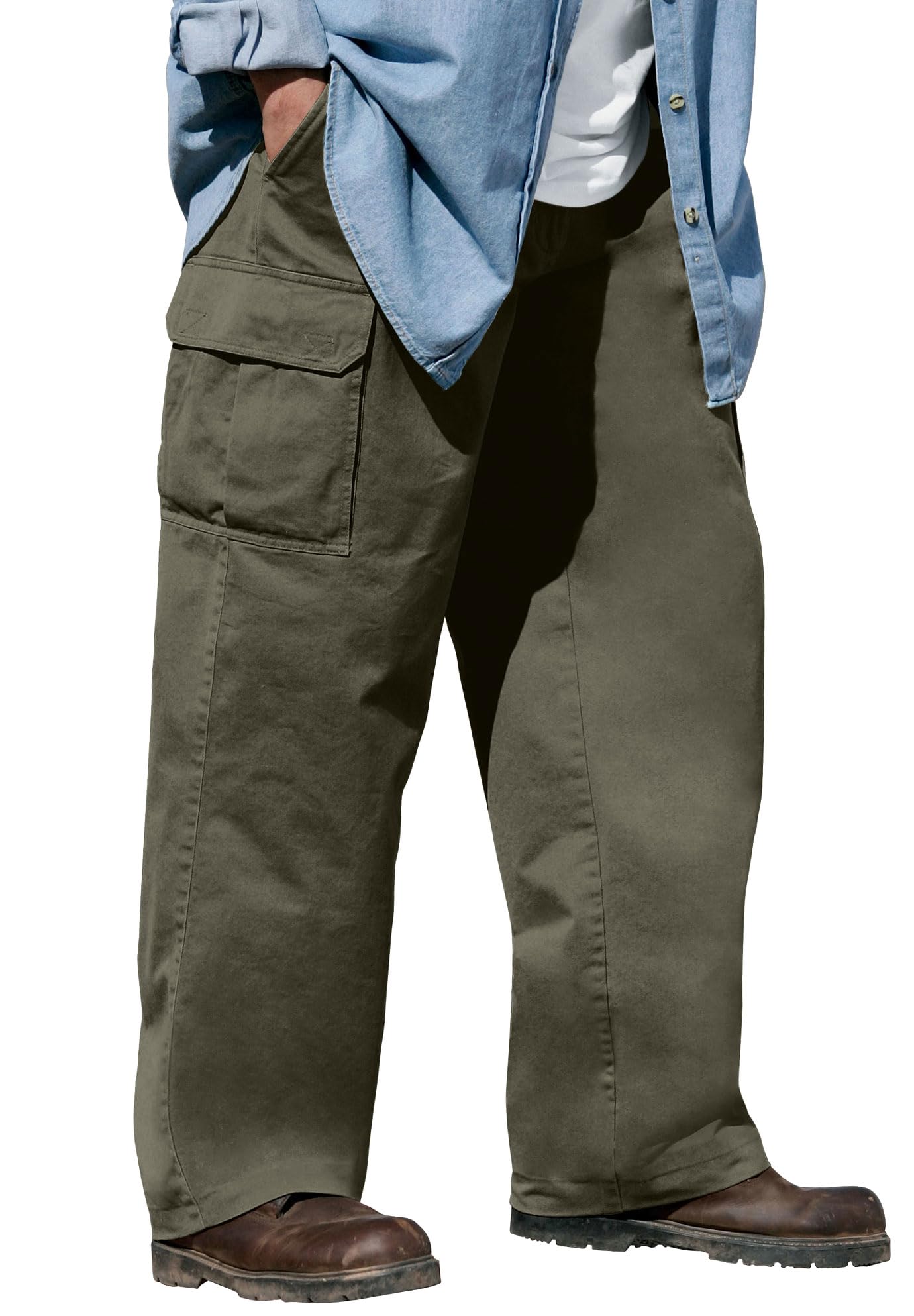 Boulder Creek by Kingsize Men's Big & Tall Renegade Side-Elastic Waist Cargo Pants