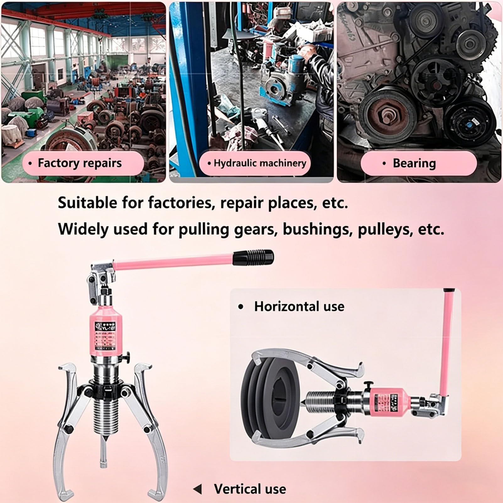 Kit Estrattore Idraulico 20 Ton per Cuscinetti e Mozzi Combinato 2/3 Ganasce Ideale per Auto e Industriali