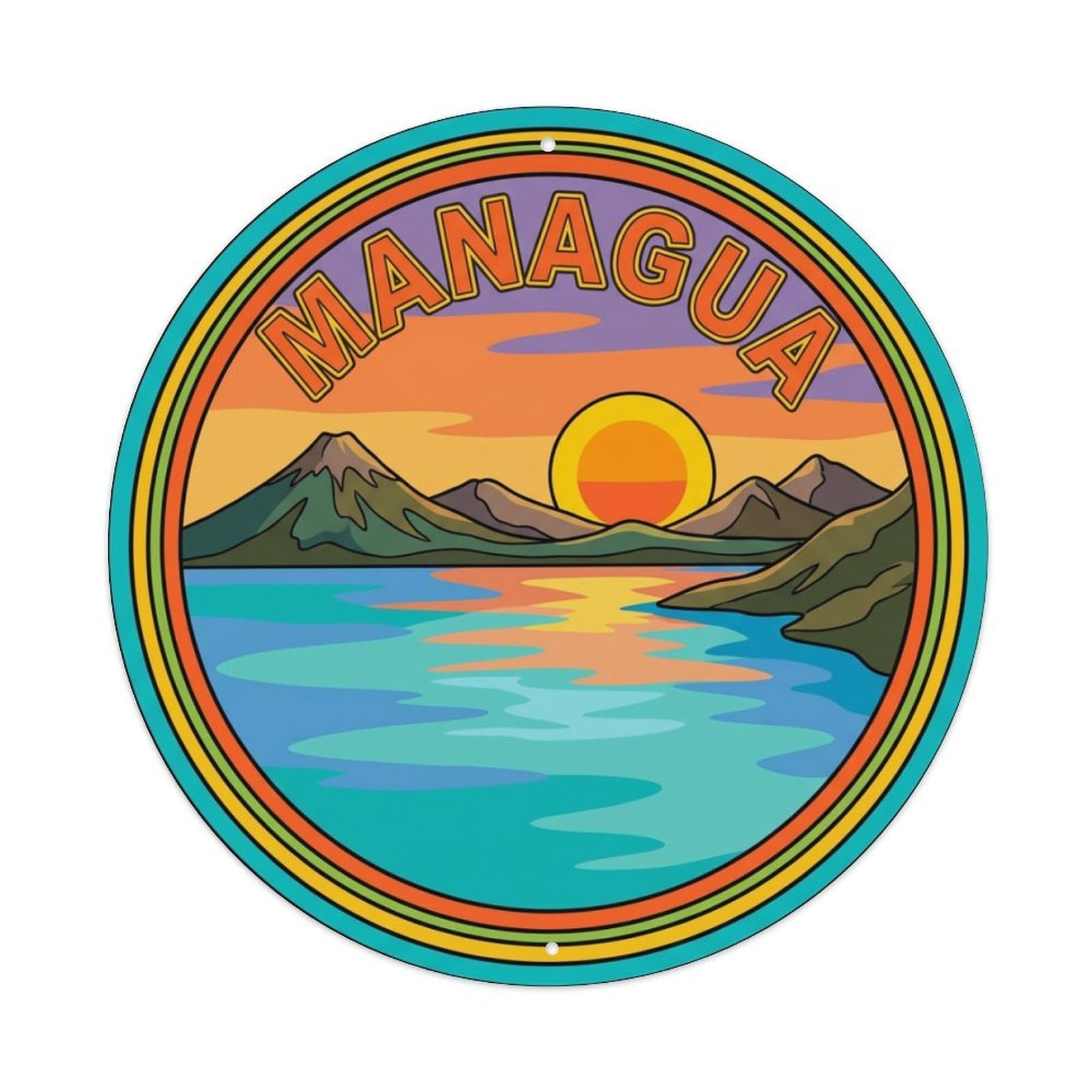 Vintage Travel Nicaragua Managua Metal Tin Sign