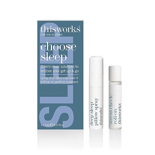 thisworks Elige el kit de viaje para dormir, la mini almohada para dormir profundo y bola de rodillo aromatéutico infundido con aceites esenciales