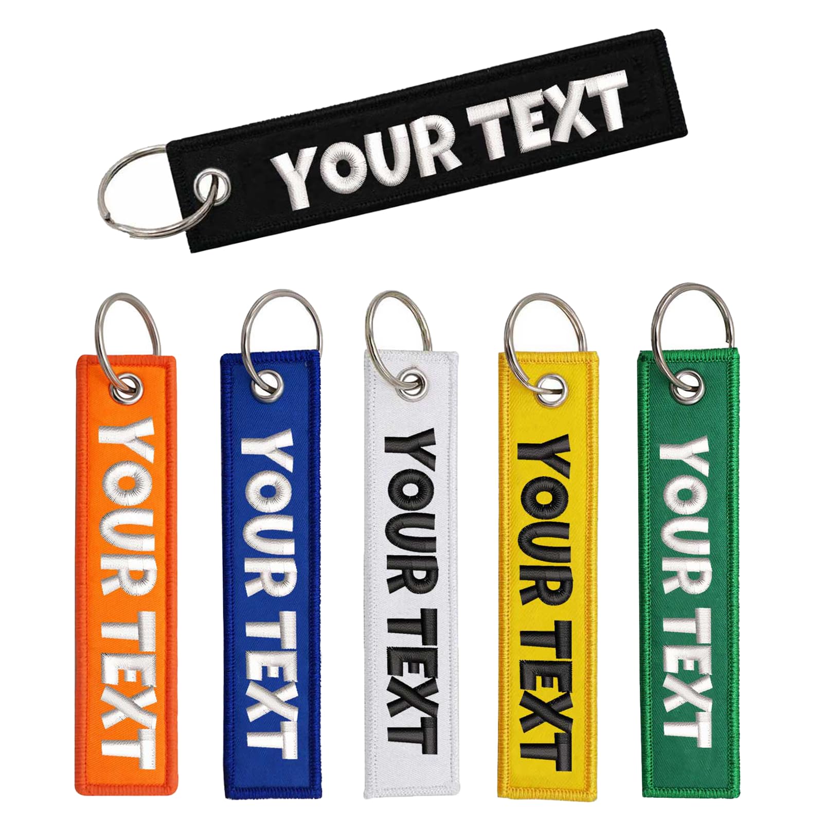 Crazatch Men's Fo-28 1Pcs Personalized Keyring, Custom Embroidery Any Text Keychain, Double Sided Embroidery Your Text/Number Labels, Key Tags Accessories Suitable For Motorcycle Car Scooter, Luggage